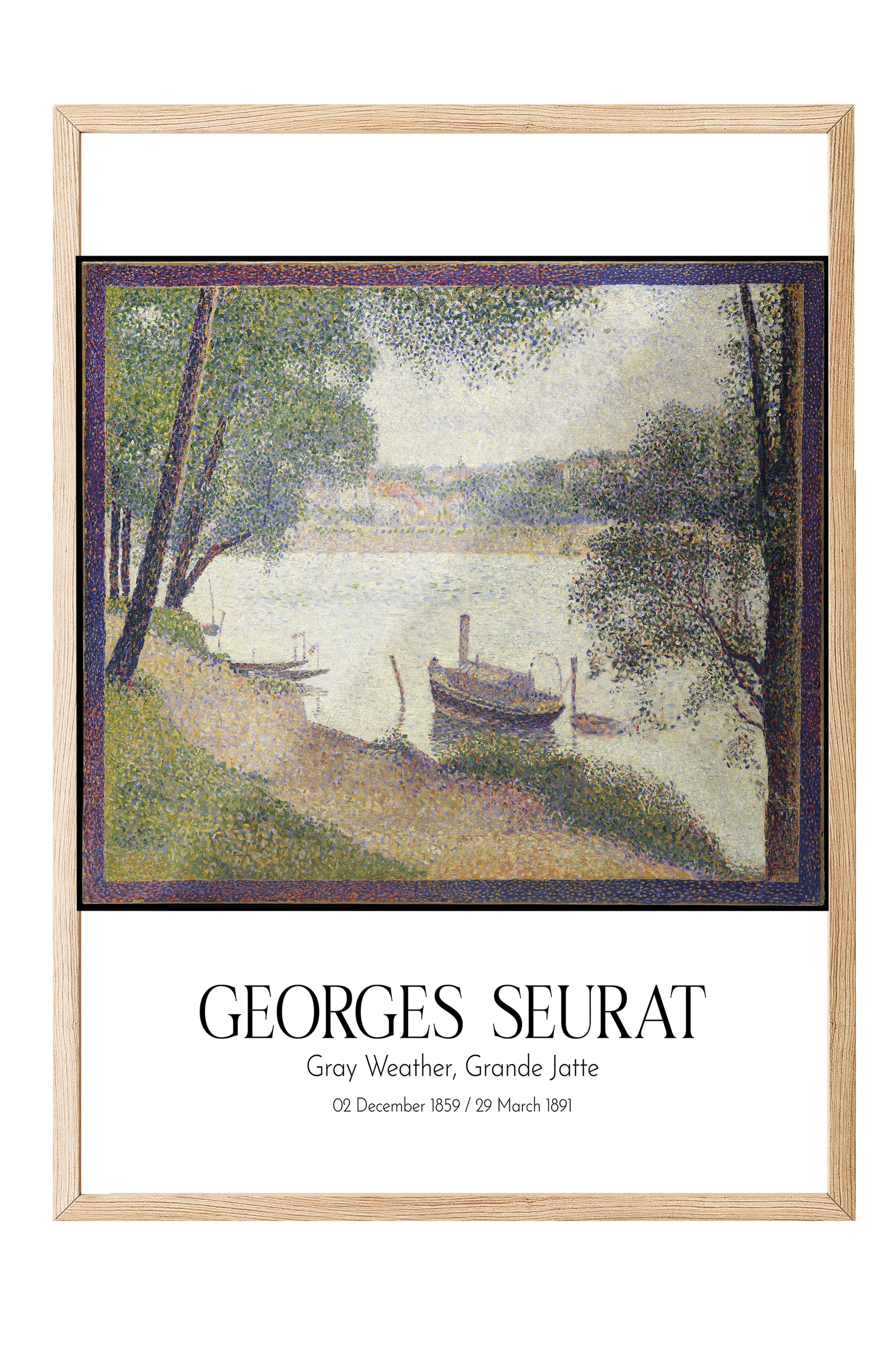 Georges Seurat - Gray Weather, Grande Jatte, Ahşap Çerçeveli Tablo, Sanat Serisi NO:111907
