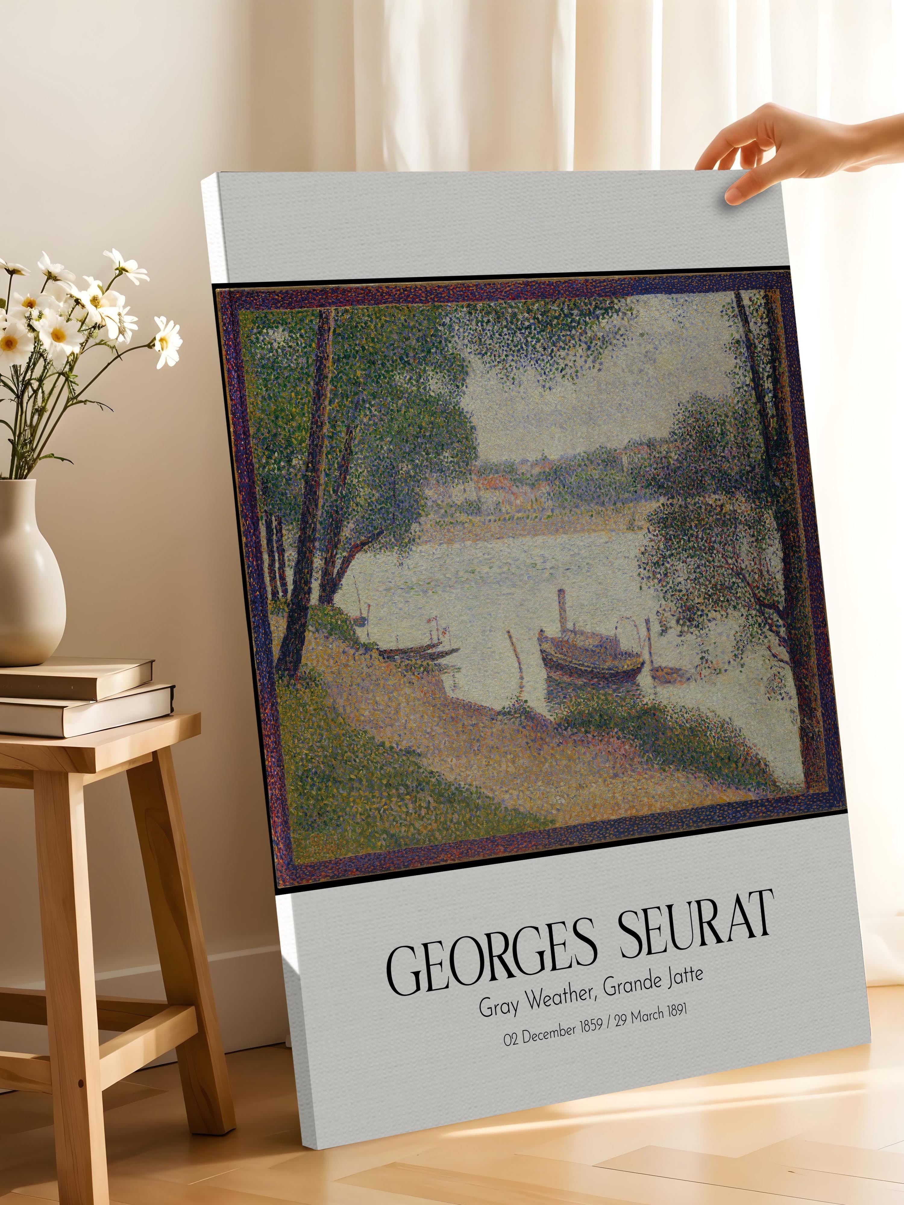 Georges Seurat - Gray Weather, Grande Jatte, Kanvas Tablo, Sanat Serisi NO:111907