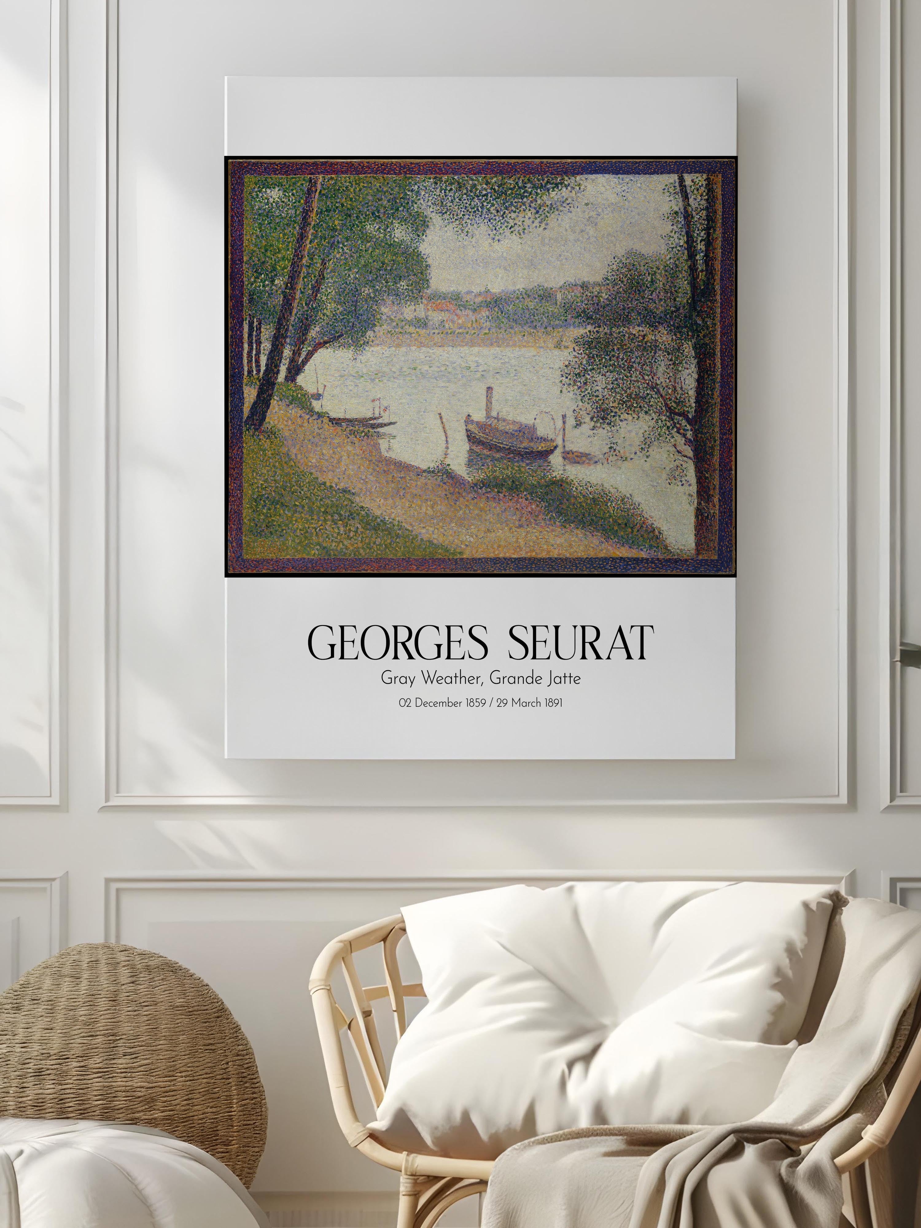 Georges Seurat - Gray Weather, Grande Jatte, Kanvas Tablo, Sanat Serisi NO:111907