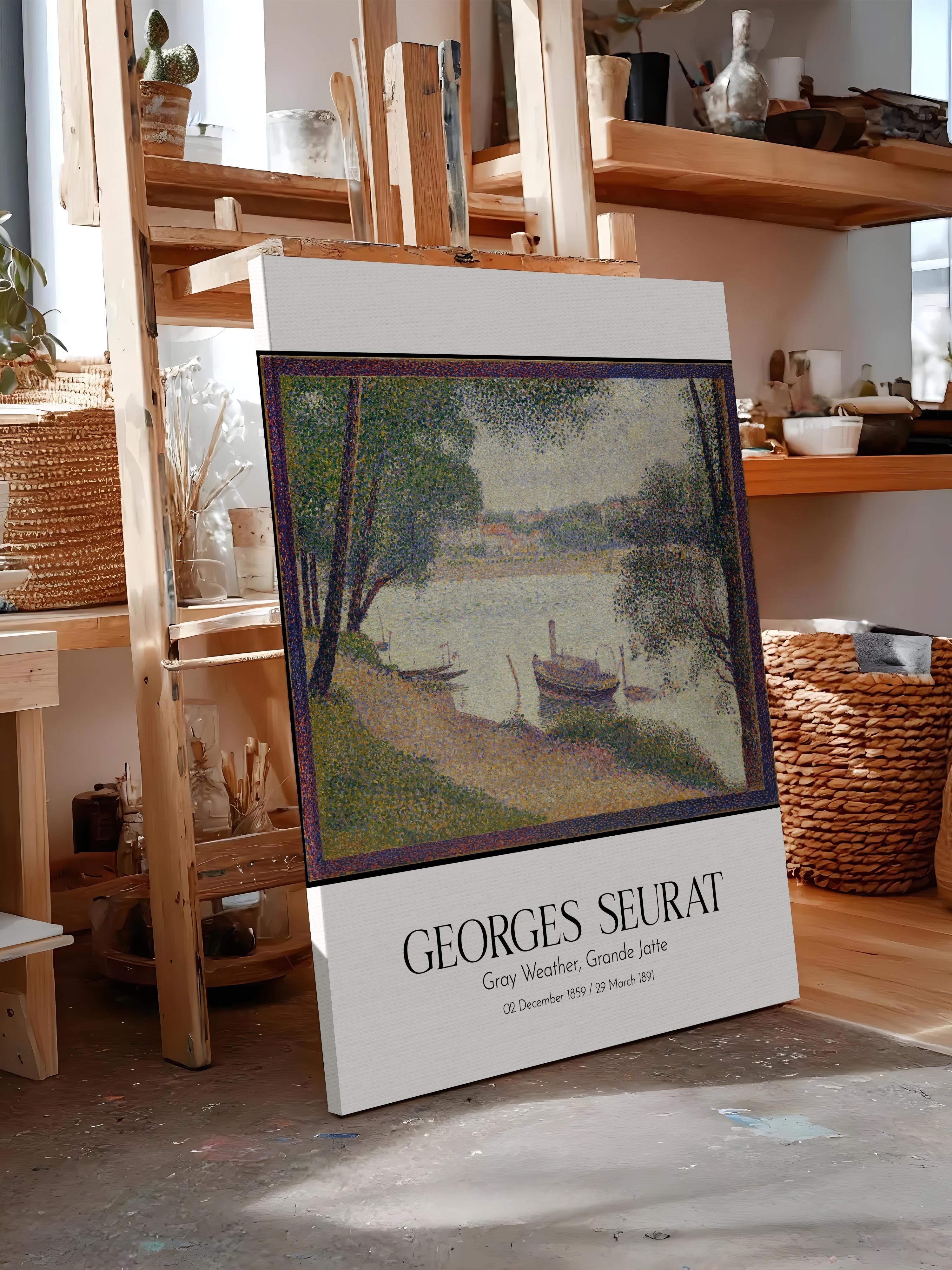 Georges Seurat - Gray Weather, Grande Jatte, Kanvas Tablo, Sanat Serisi NO:111907