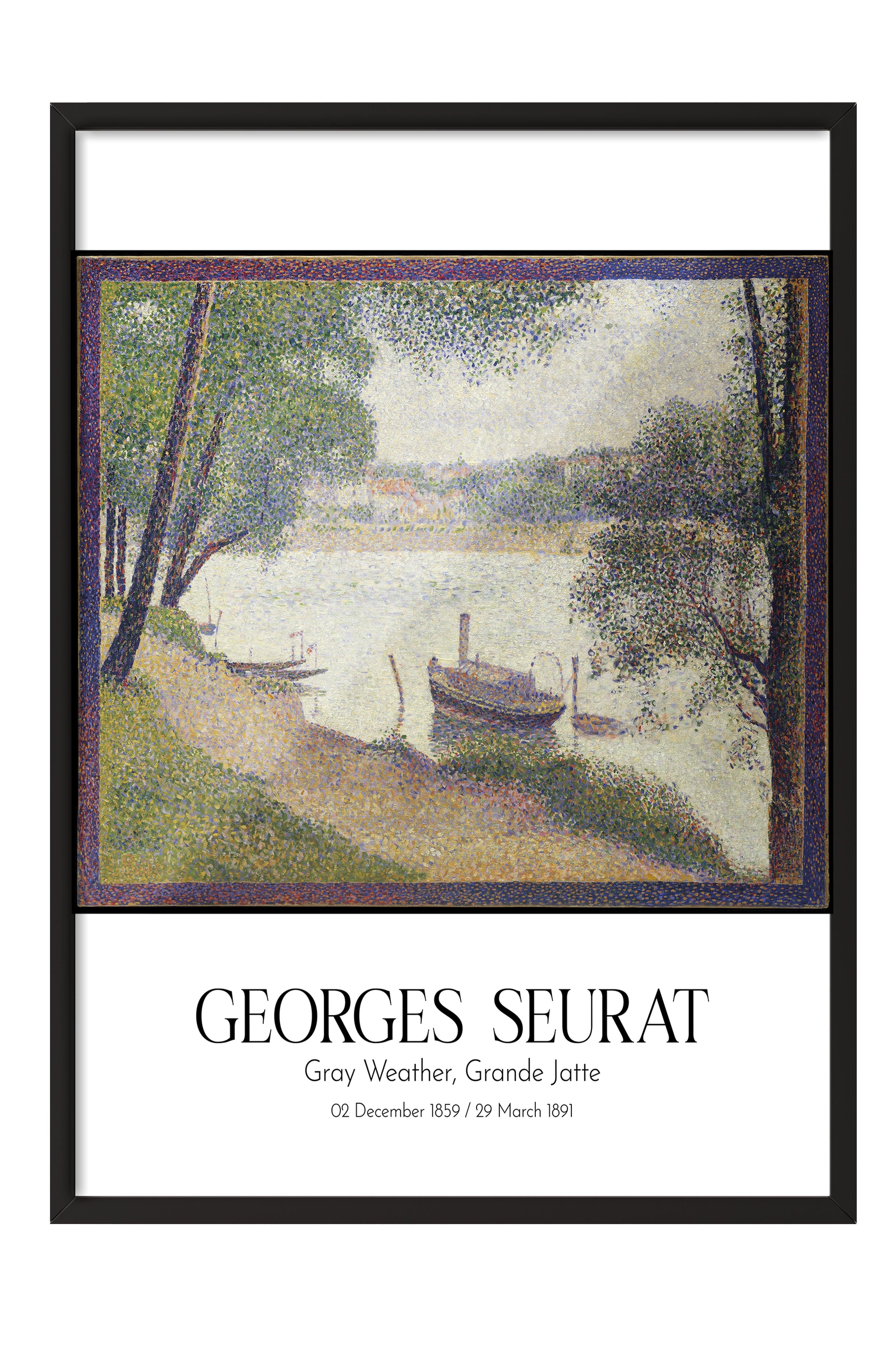 Georges Seurat - Gray Weather, Grande Jatte, Siyah Çerçeveli Tablo, Sanat Serisi NO:111907