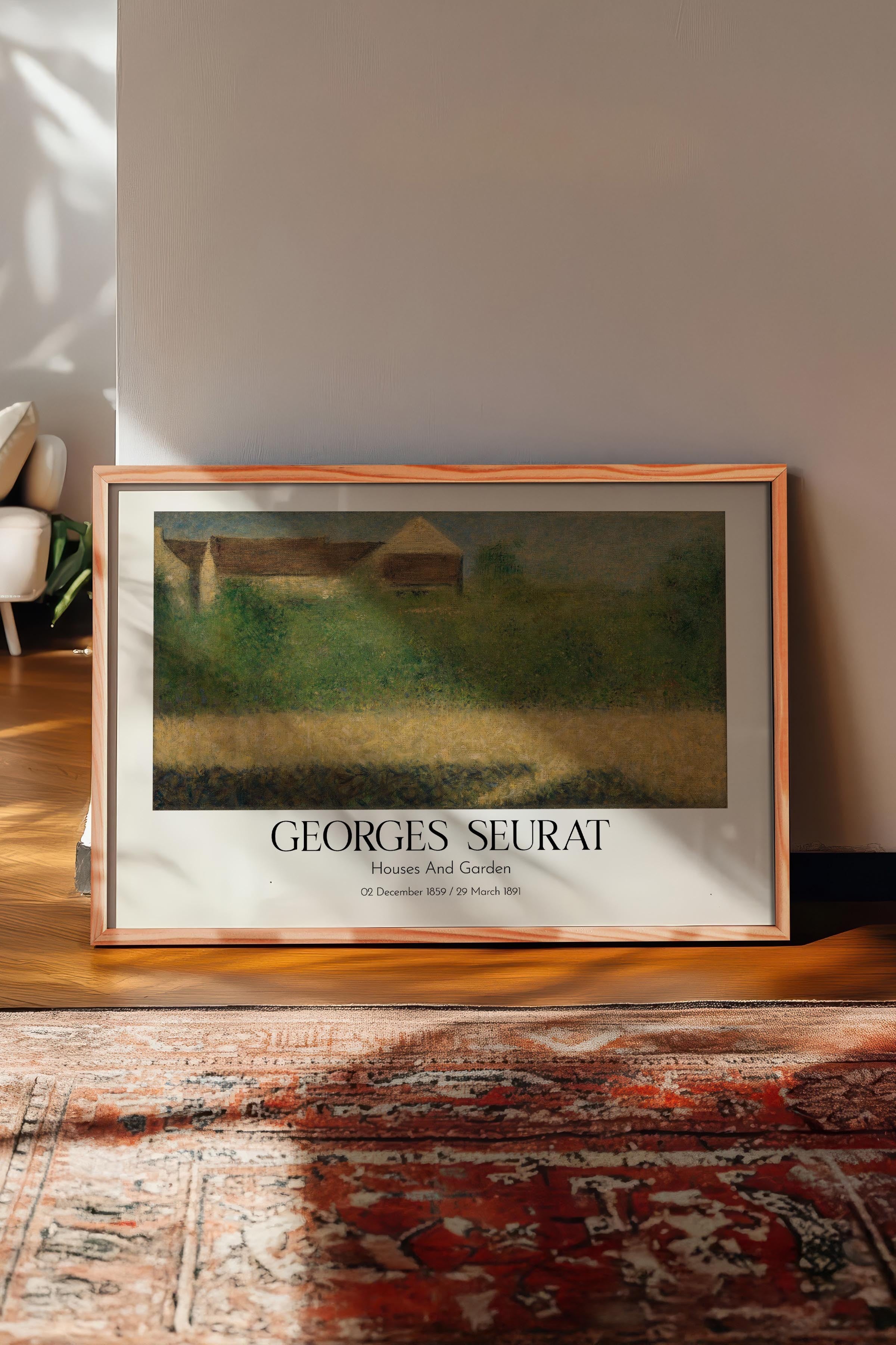 Georges Seurat - Houses And Garden, Ahşap Çerçeveli Tablo, Sanat Serisi NO:111931