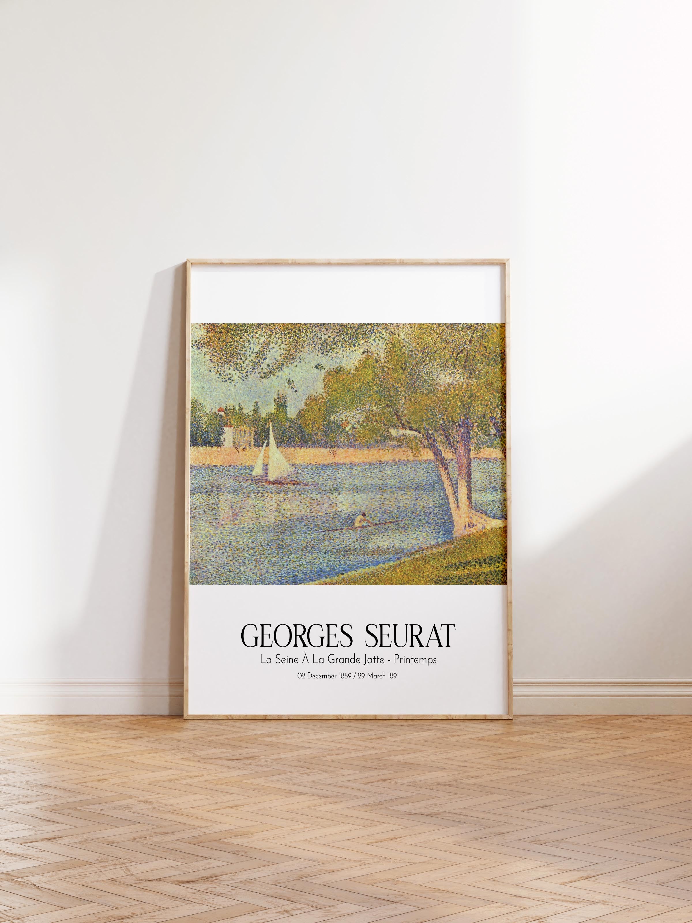 Georges Seurat - La Seine À La Grande Jatte - Printemps, Ahşap Çerçeveli Tablo, Sanat Serisi NO:111908