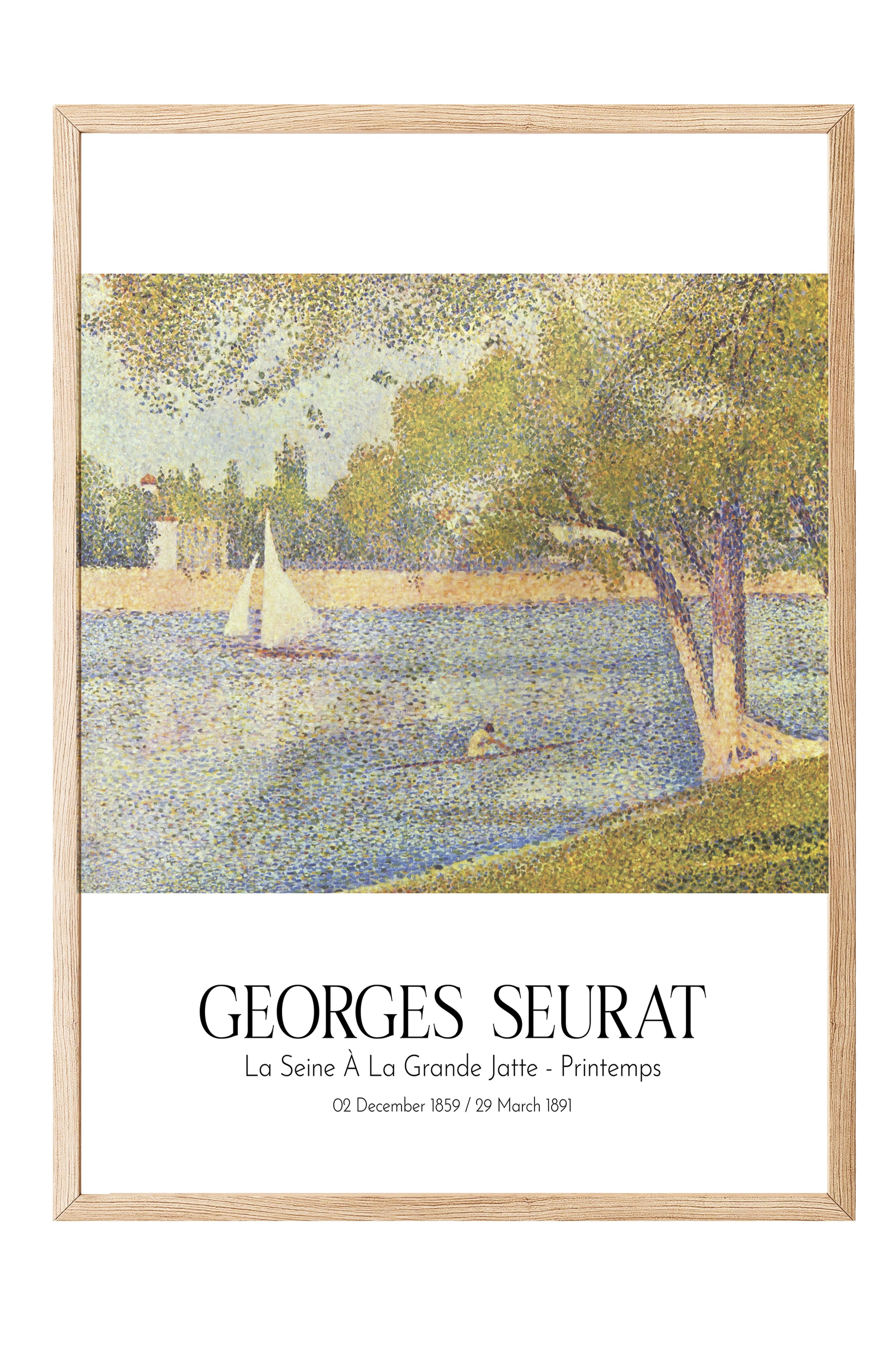 Georges Seurat - La Seine À La Grande Jatte - Printemps, Ahşap Çerçeveli Tablo, Sanat Serisi NO:111908
