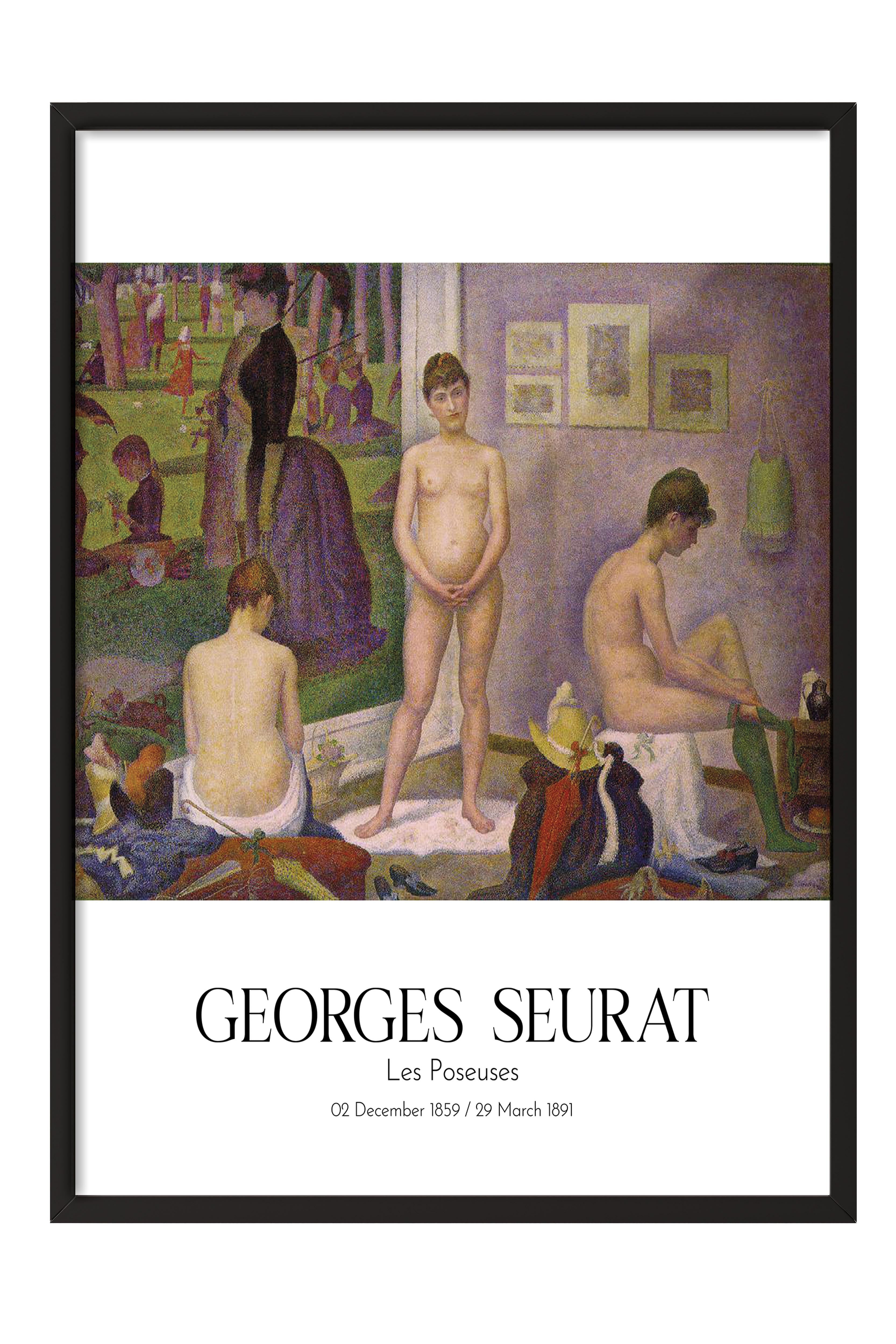 Georges Seurat - Les Poseuses, Siyah Çerçeveli Tablo, Sanat Serisi NO:111910