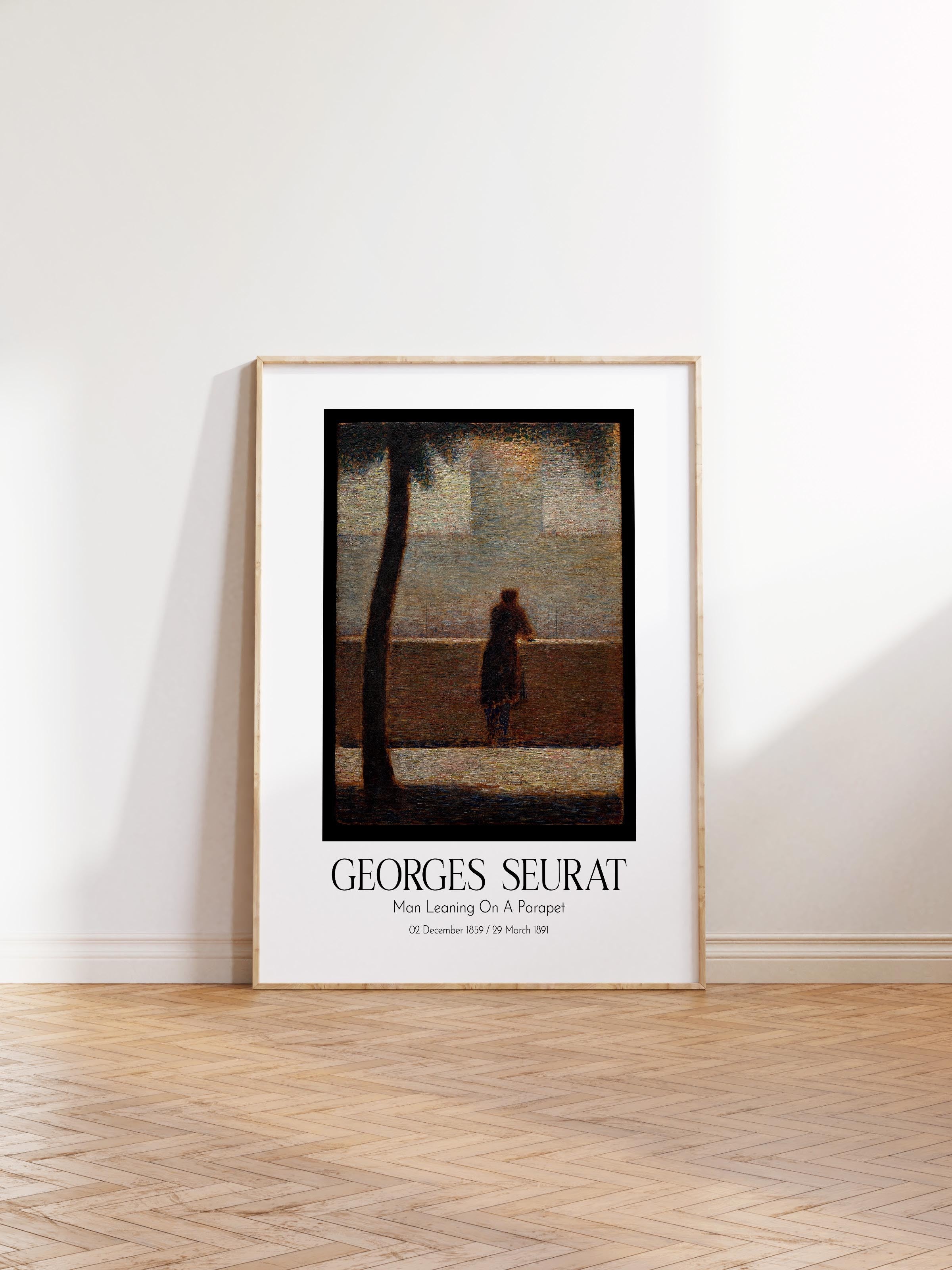 Georges Seurat - Man Leaning On A Parapet, Ahşap Çerçeveli Tablo, Sanat Serisi NO:111911