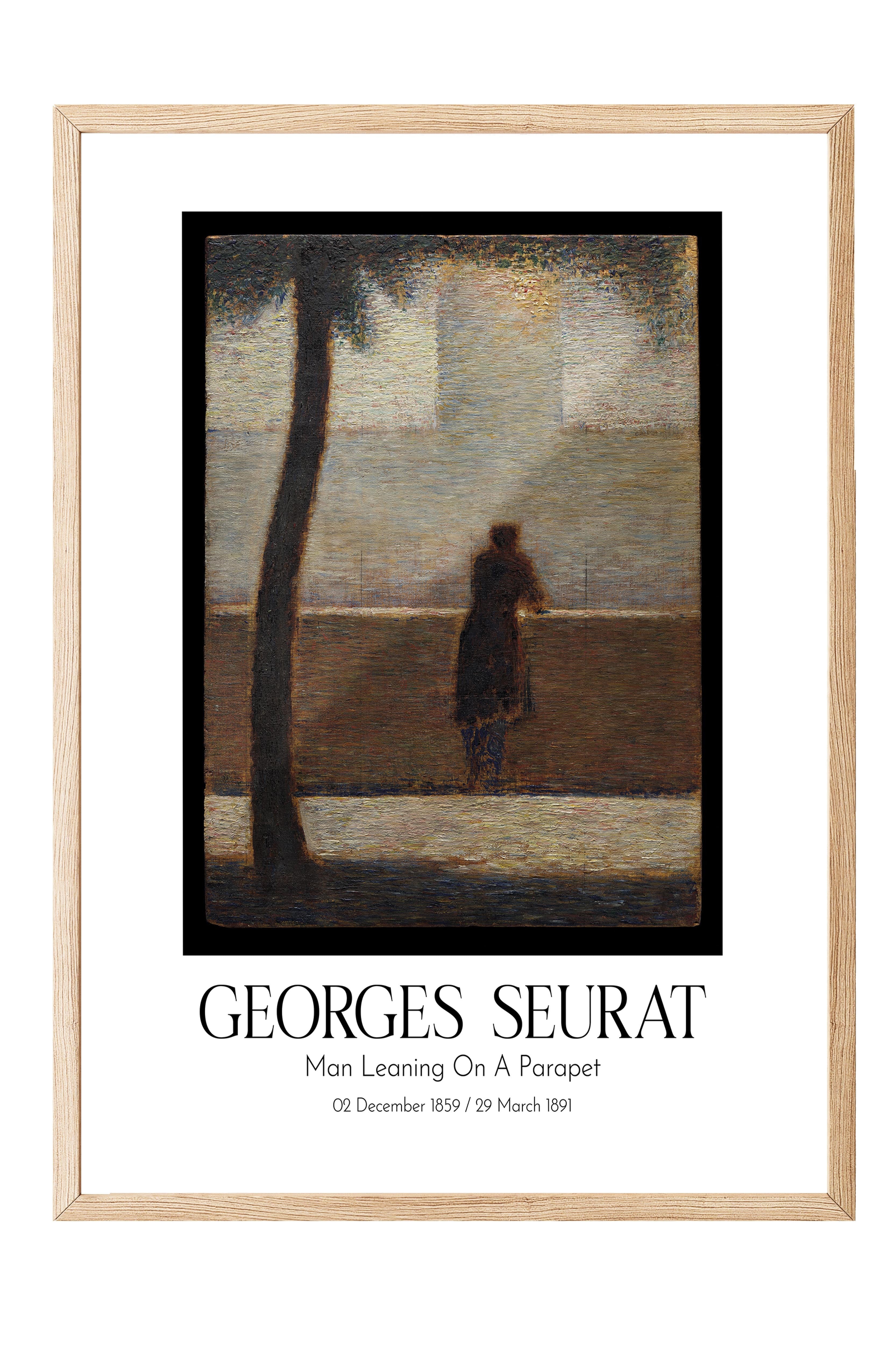Georges Seurat - Man Leaning On A Parapet, Ahşap Çerçeveli Tablo, Sanat Serisi NO:111911