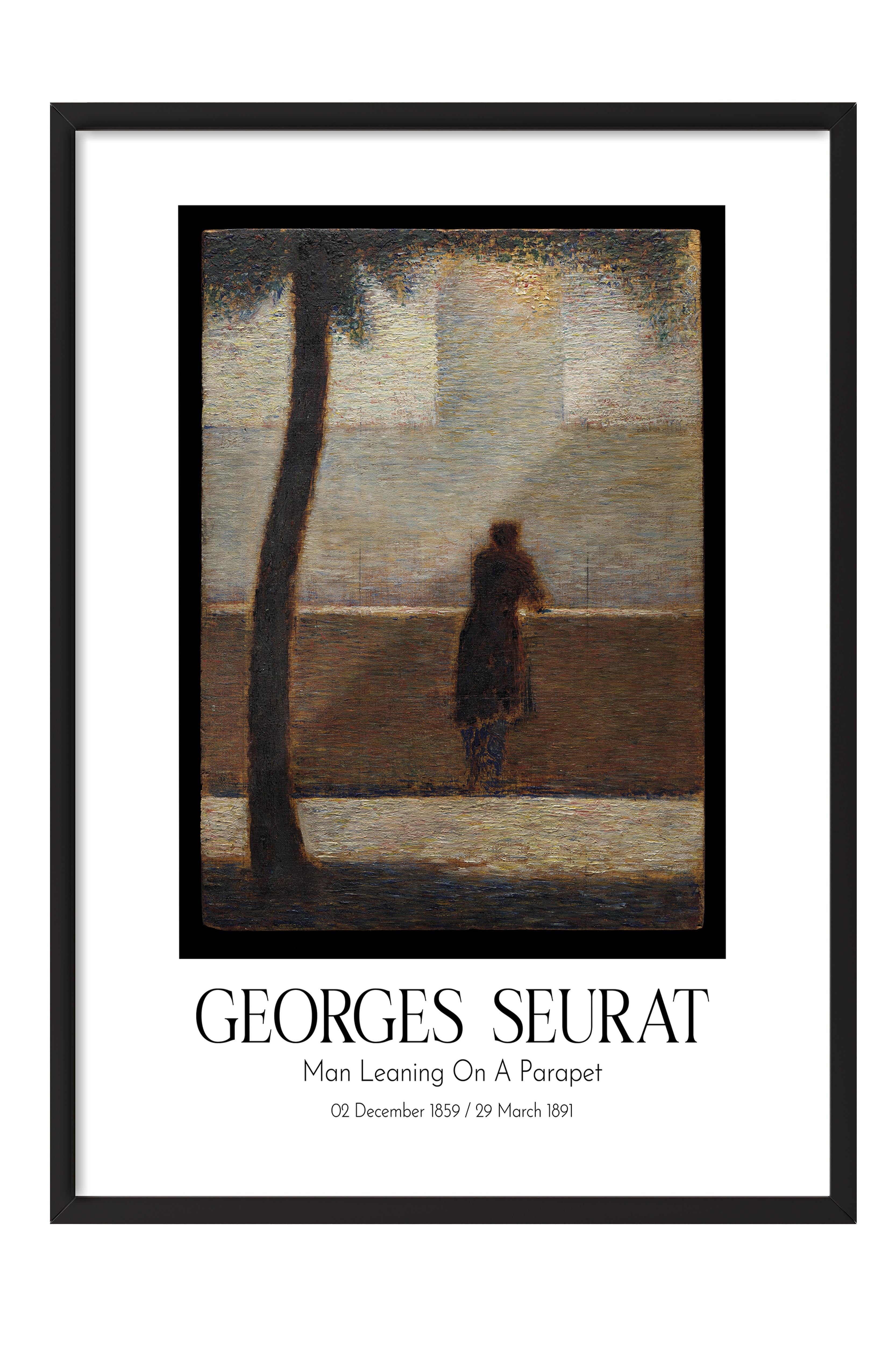 Georges Seurat - Man Leaning On A Parapet, Siyah Çerçeveli Tablo, Sanat Serisi NO:111911