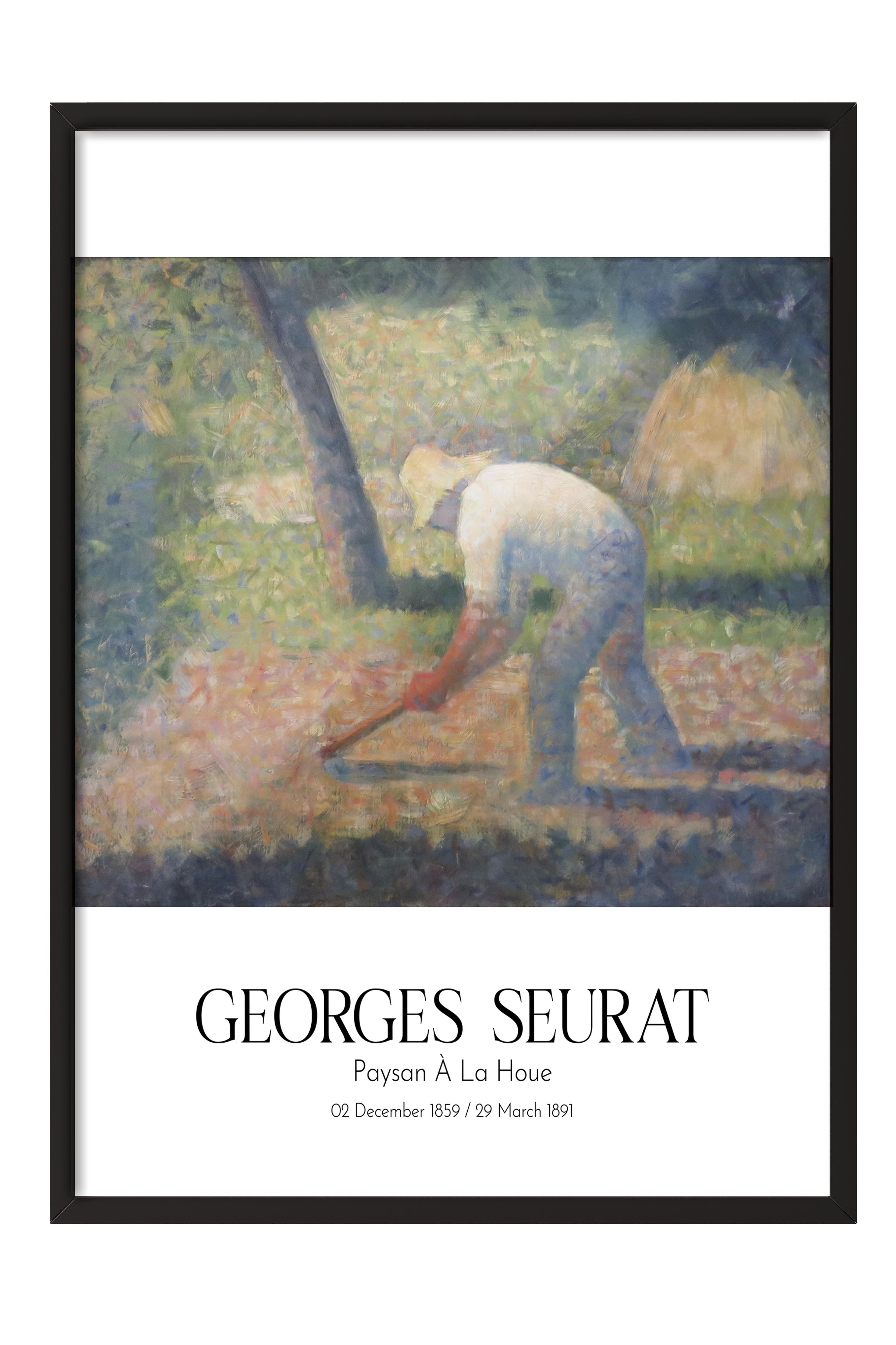 Georges Seurat - Paysan À La Houe, Siyah Çerçeveli Tablo, Sanat Serisi NO:111912