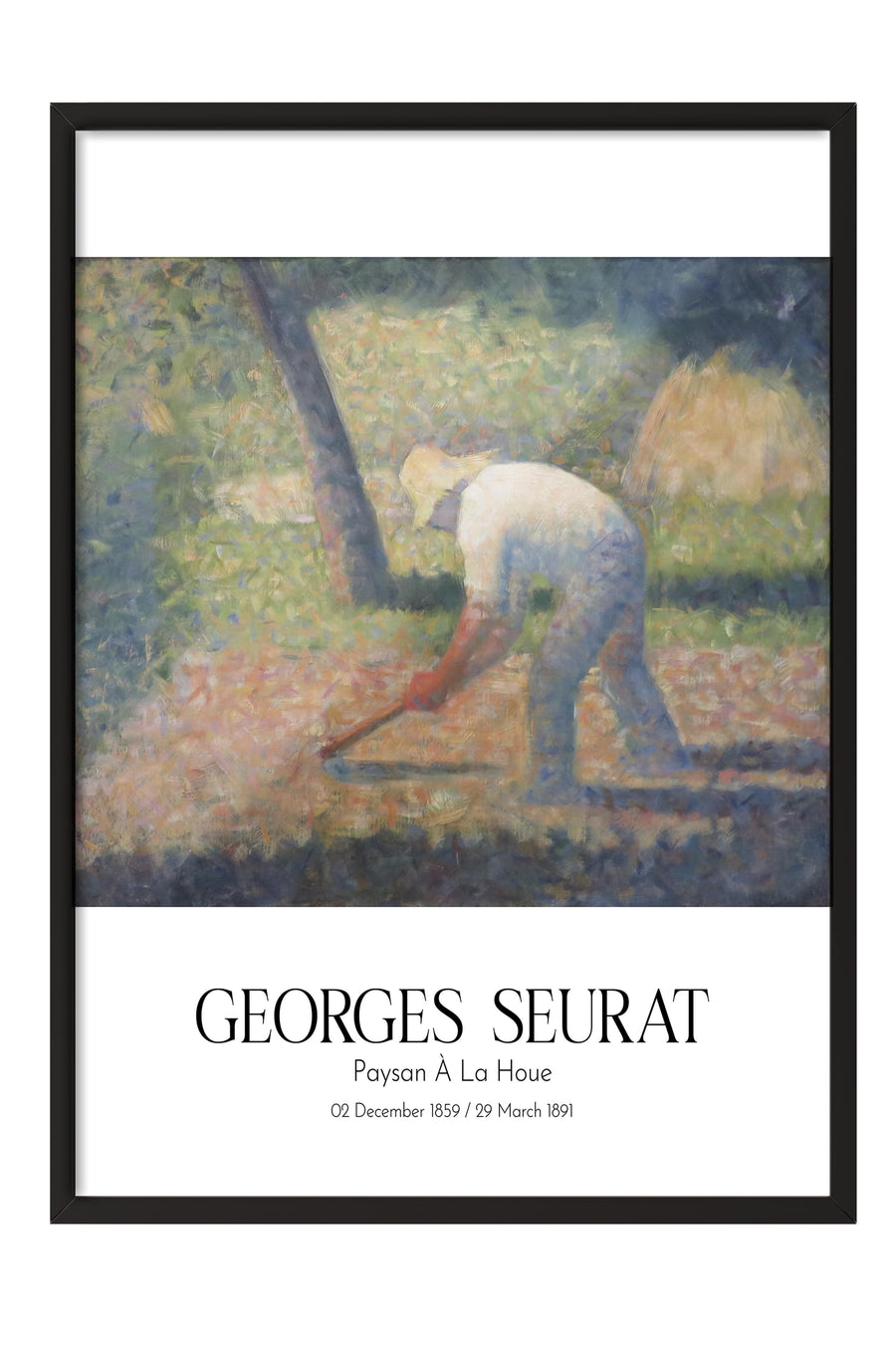 Georges Seurat - Paysan À La Houe, Siyah Çerçeveli Tablo, Sanat Serisi NO:111912