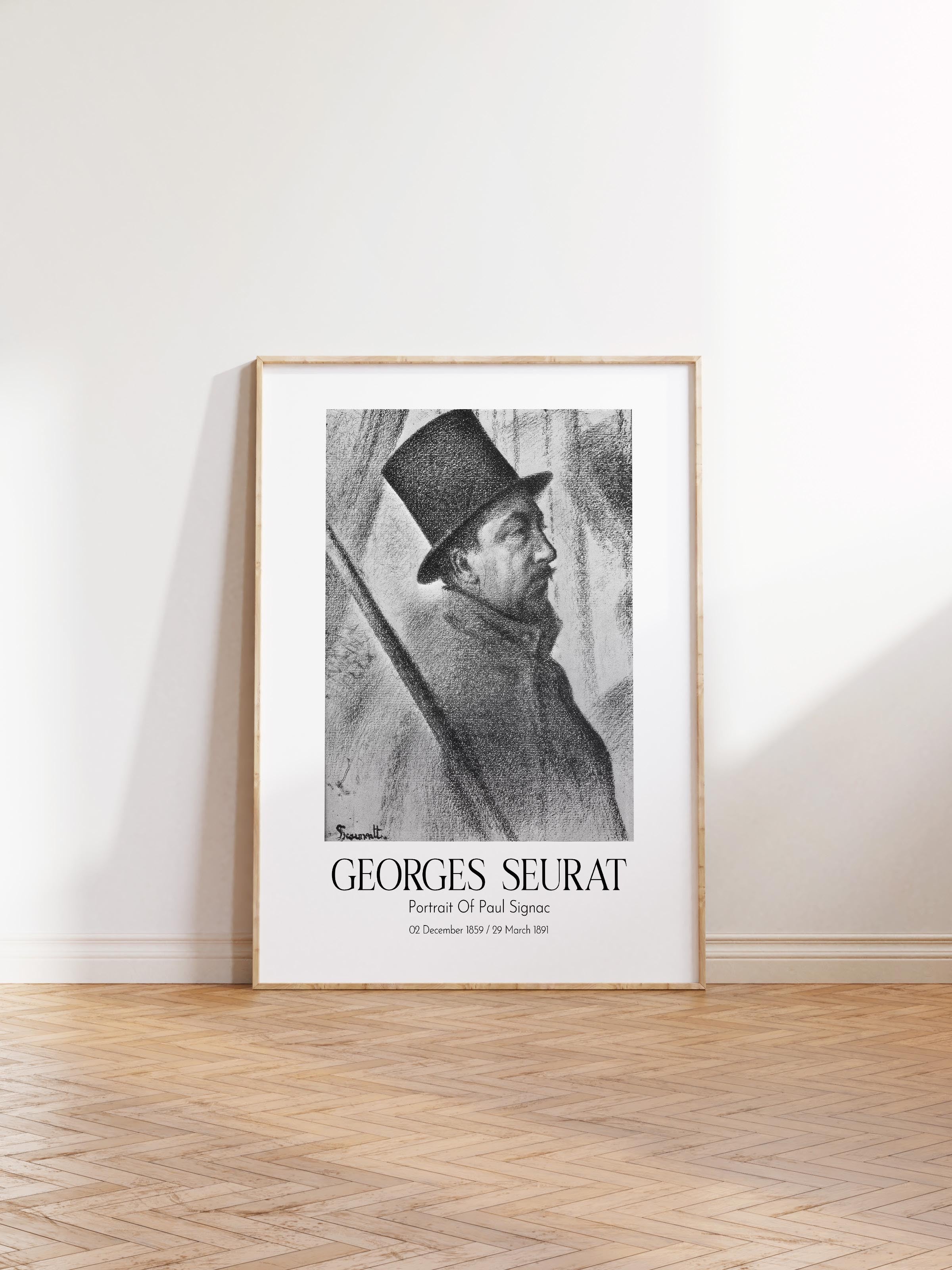 Georges Seurat - Portrait Of Paul Signac, Ahşap Çerçeveli Tablo, Sanat Serisi NO:111913