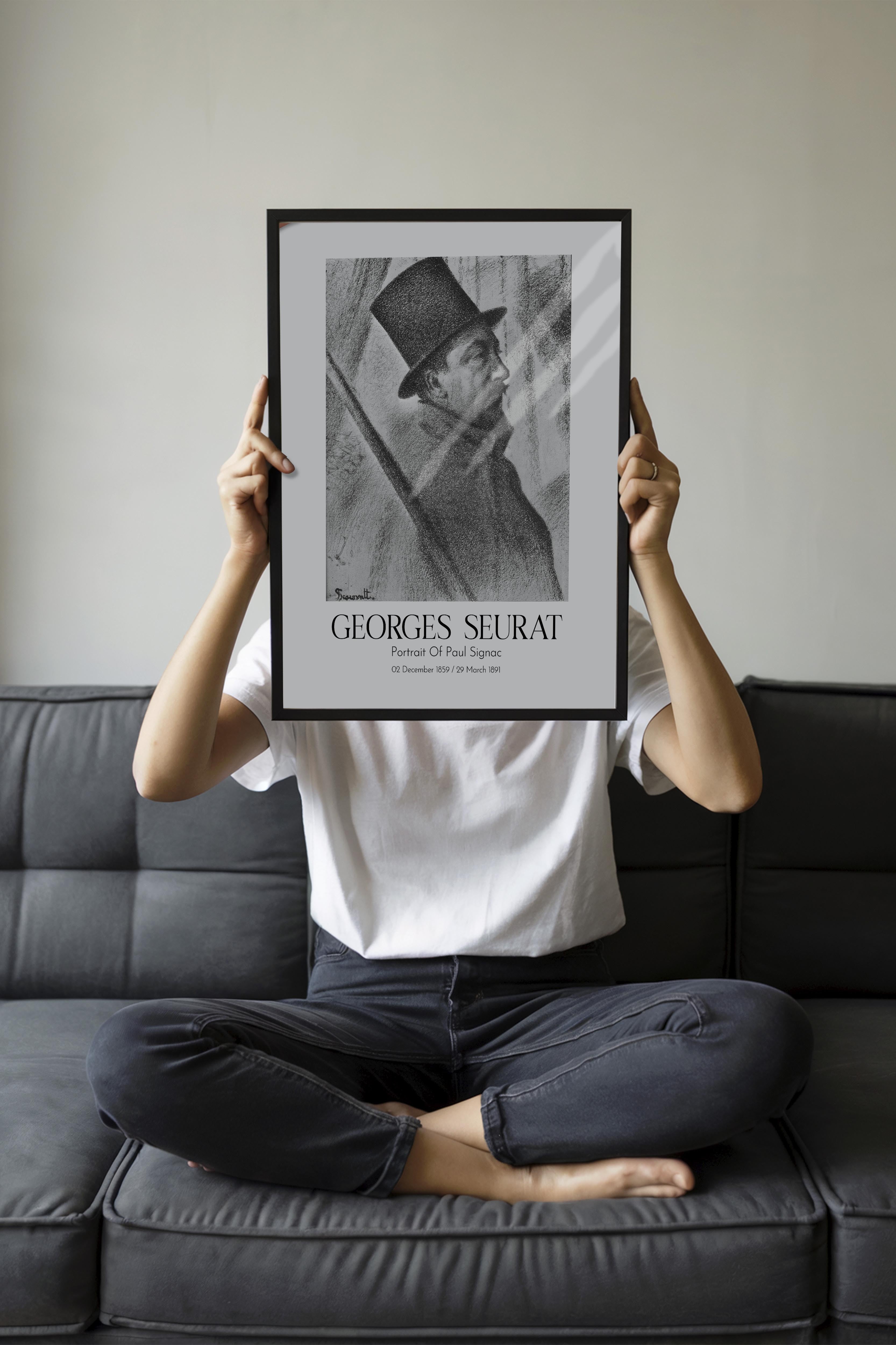 Georges Seurat - Portrait Of Paul Signac, Siyah Çerçeveli Tablo, Sanat Serisi NO:111913