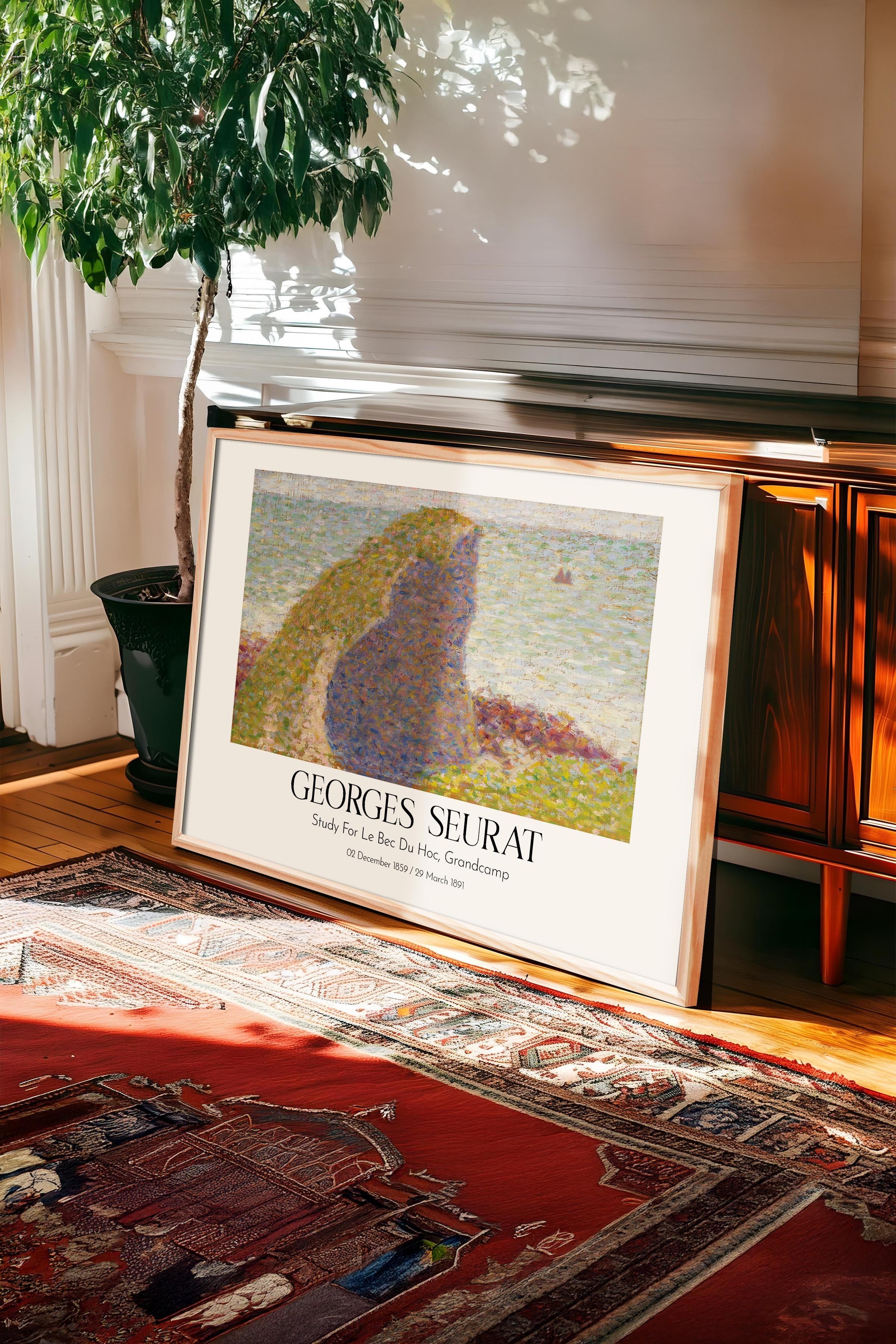 Georges Seurat - Study For Le Bec Du Hoc, Grandcamp, Ahşap Çerçeveli Tablo, Sanat Serisi NO:111934