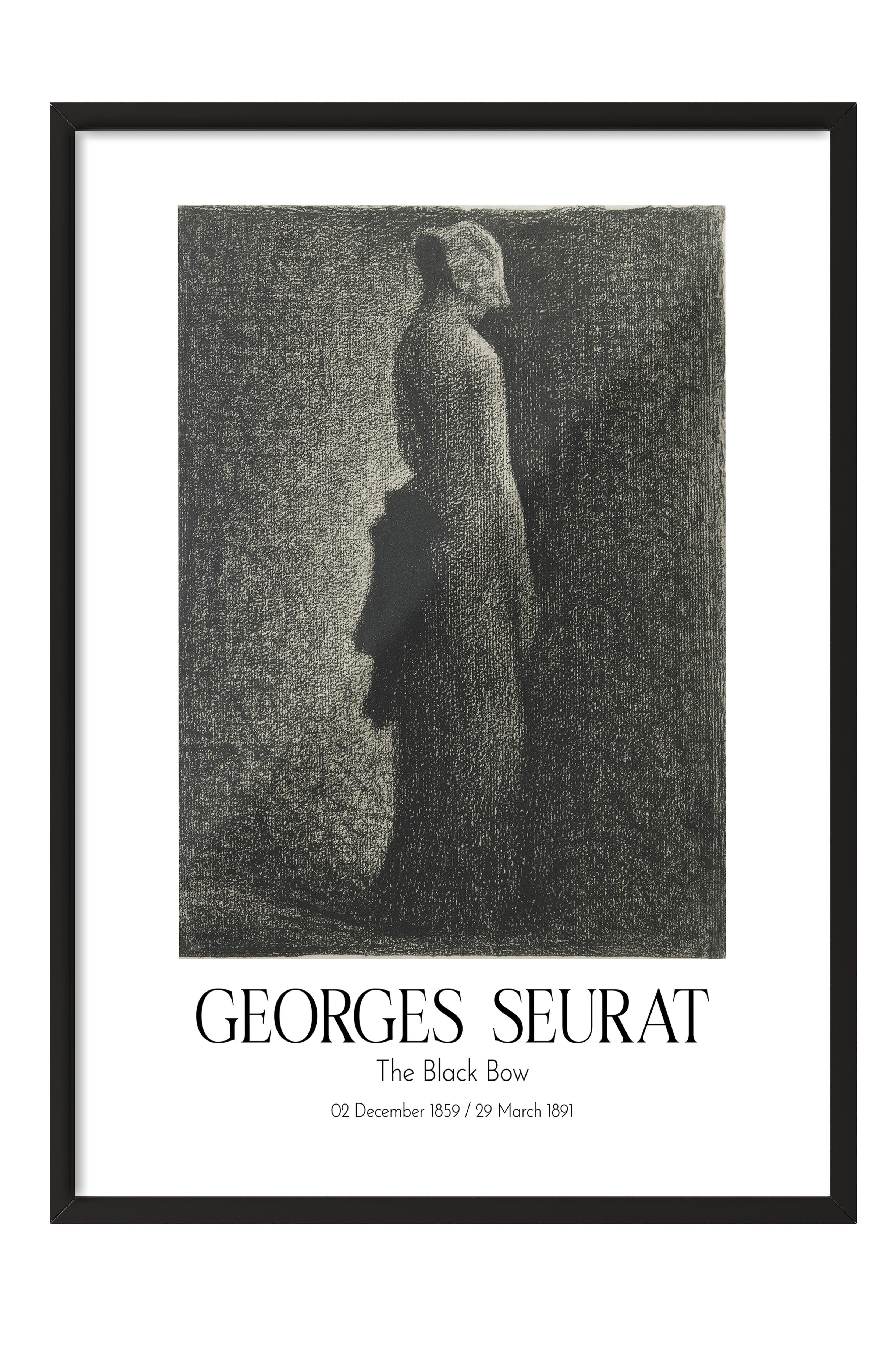 Georges Seurat - The Black Bow, Siyah Çerçeveli Tablo, Sanat Serisi NO:111915