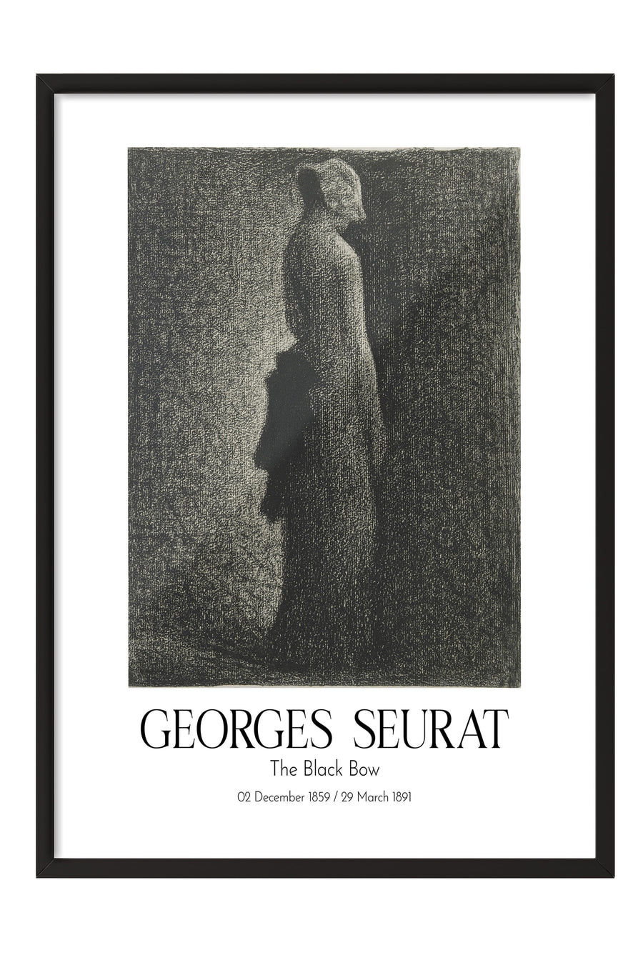 Georges Seurat - The Black Bow, Siyah Çerçeveli Tablo, Sanat Serisi NO:111915