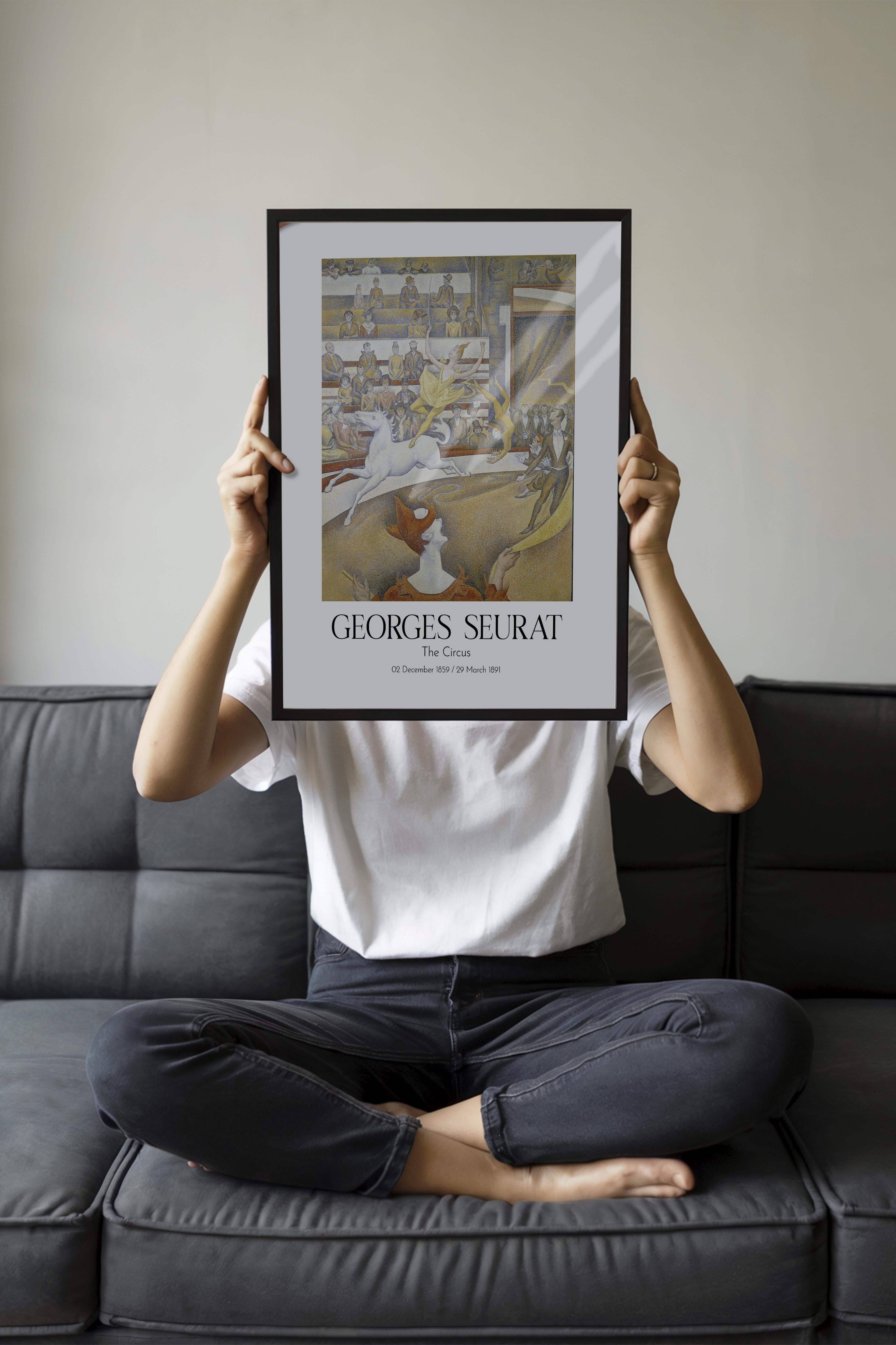Georges Seurat - The Circus, Siyah Çerçeveli Tablo, Sanat Serisi NO:111918