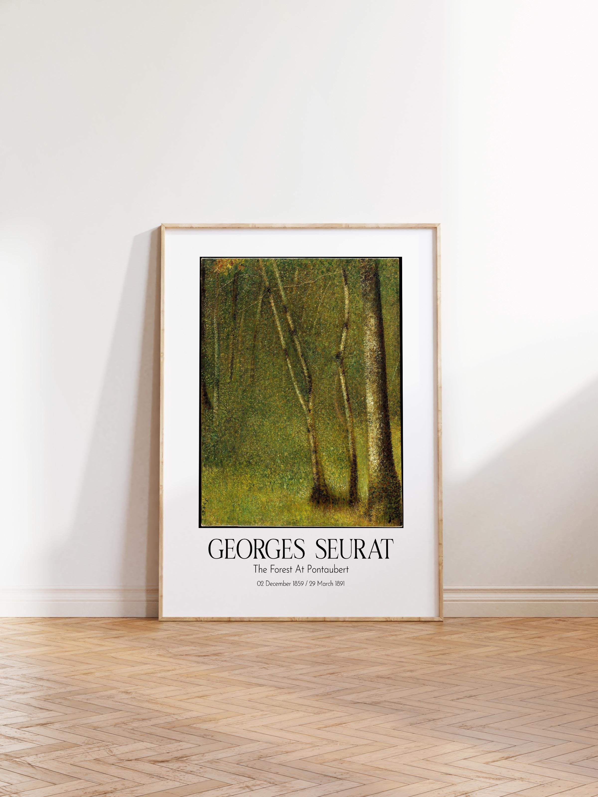 Georges Seurat - The Forest At Pontaubert, Ahşap Çerçeveli Tablo, Sanat Serisi NO:111919