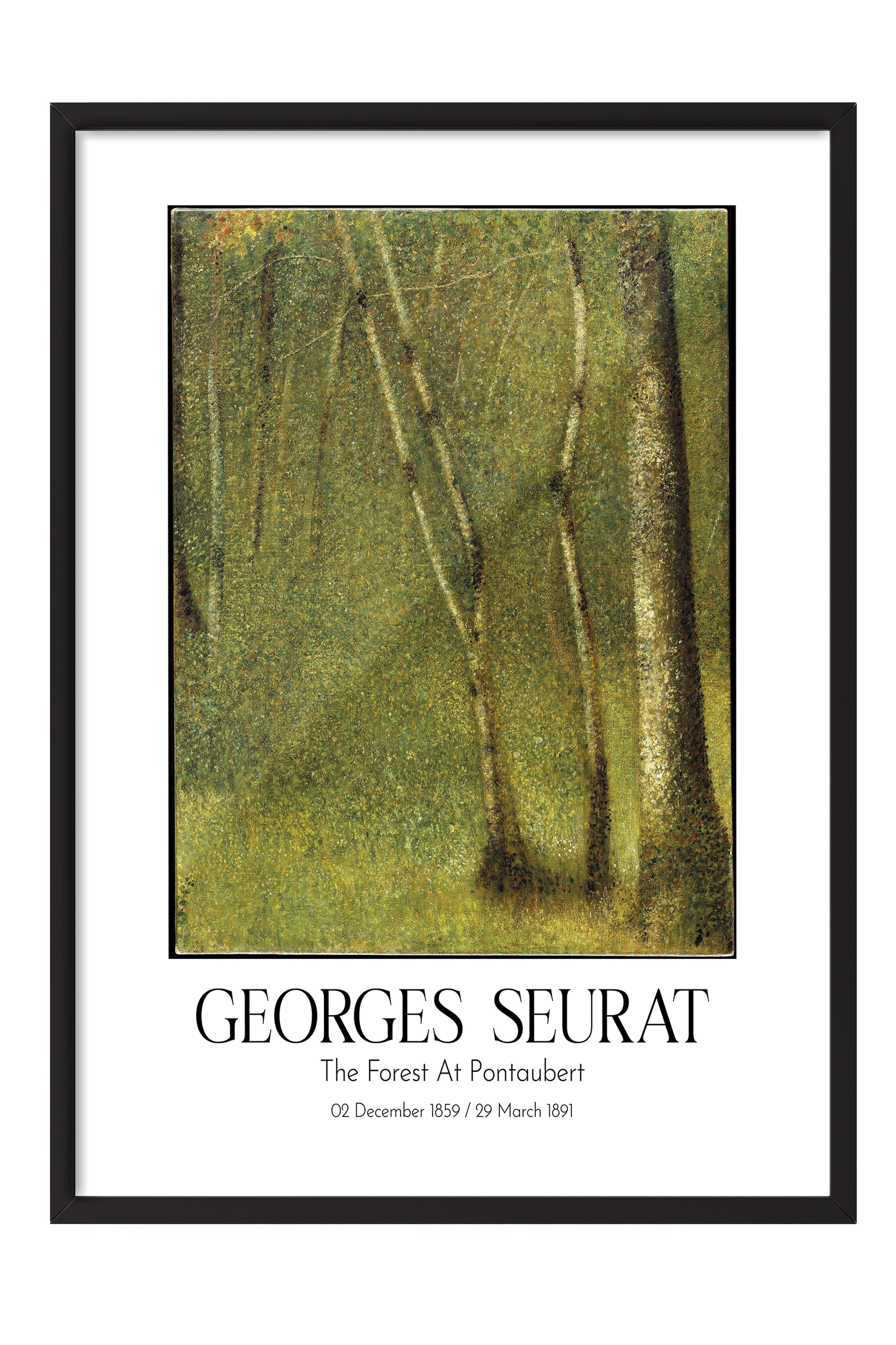 Georges Seurat - The Forest At Pontaubert, Siyah Çerçeveli Tablo, Sanat Serisi NO:111919