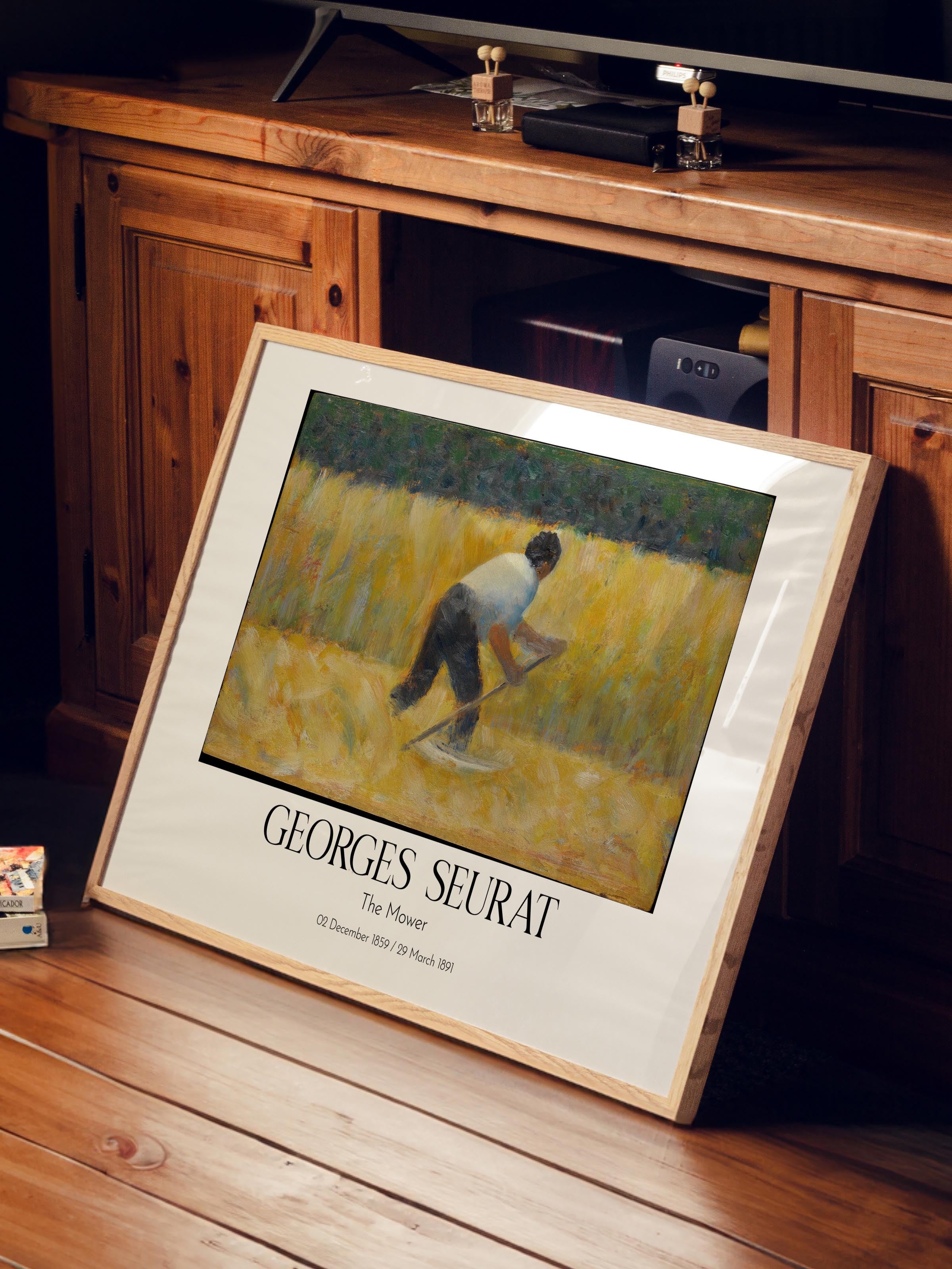 Georges Seurat - The Mower, Ahşap Çerçeveli Tablo, Sanat Serisi NO:111935