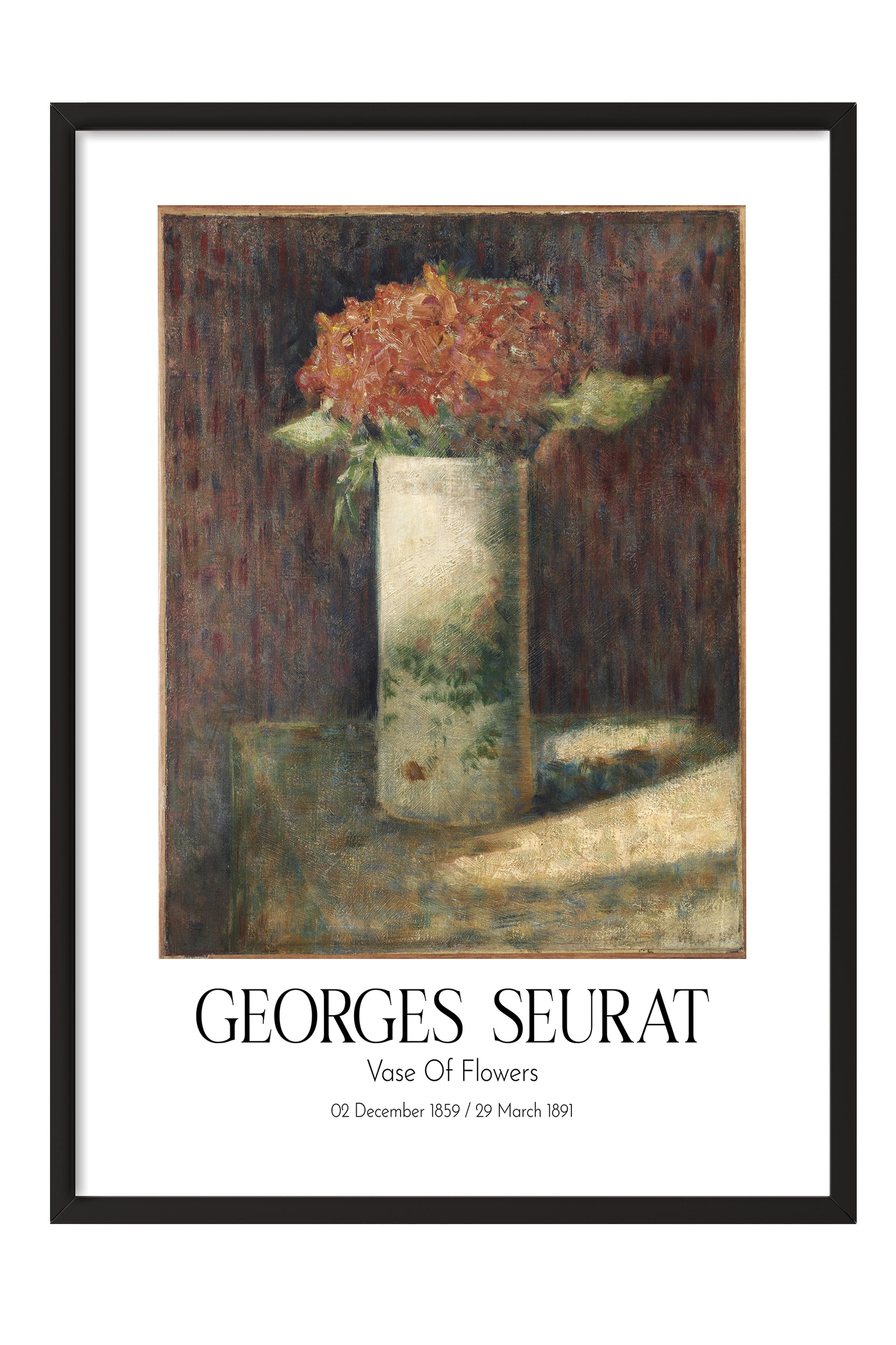 Georges Seurat - Vase Of Flowers, Siyah Çerçeveli Tablo, Sanat Serisi NO:111921
