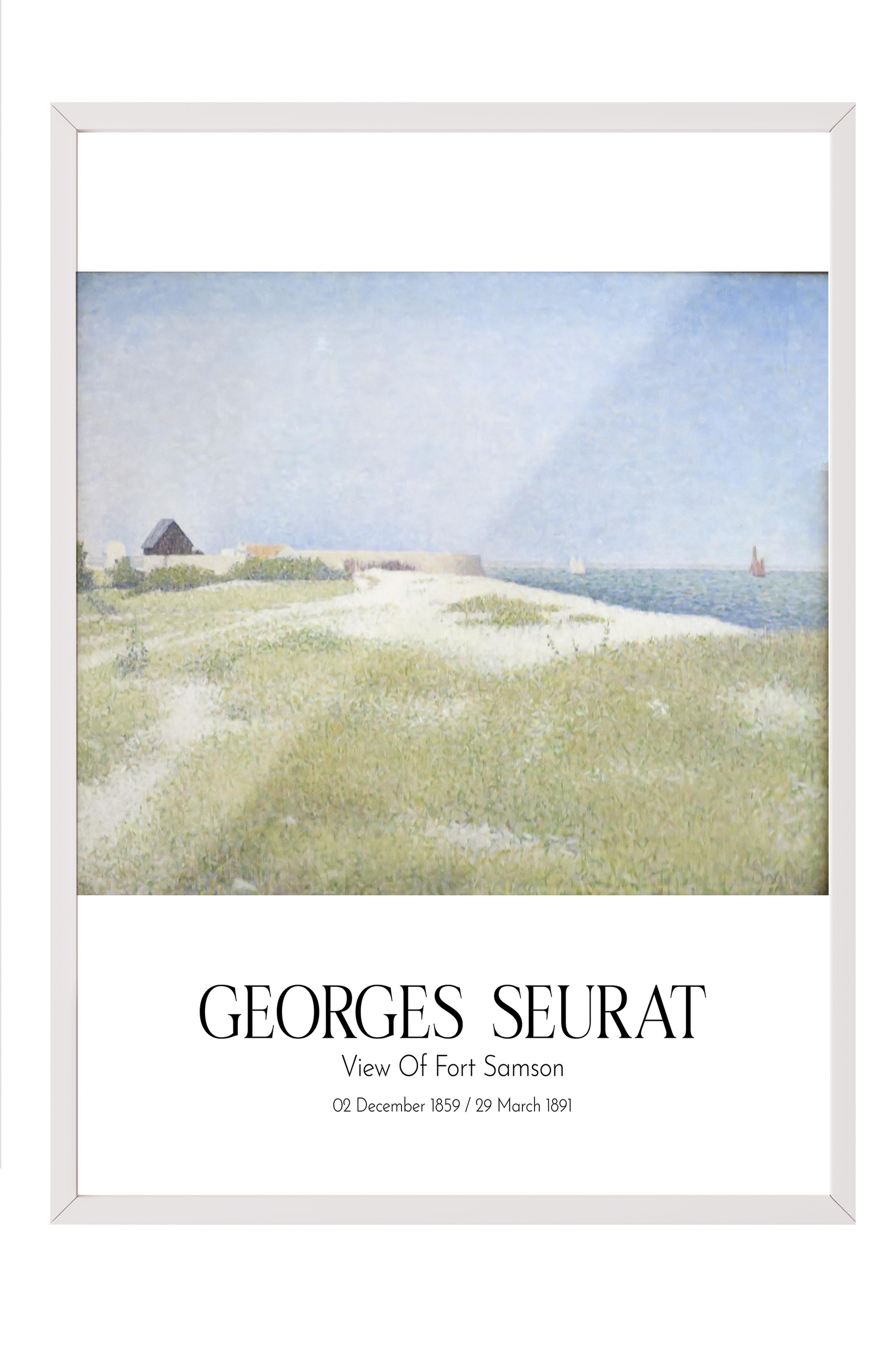 Georges Seurat - View Of Fort Samson, Beyaz Çerçeveli Tablo, Sanat Serisi NO:111922