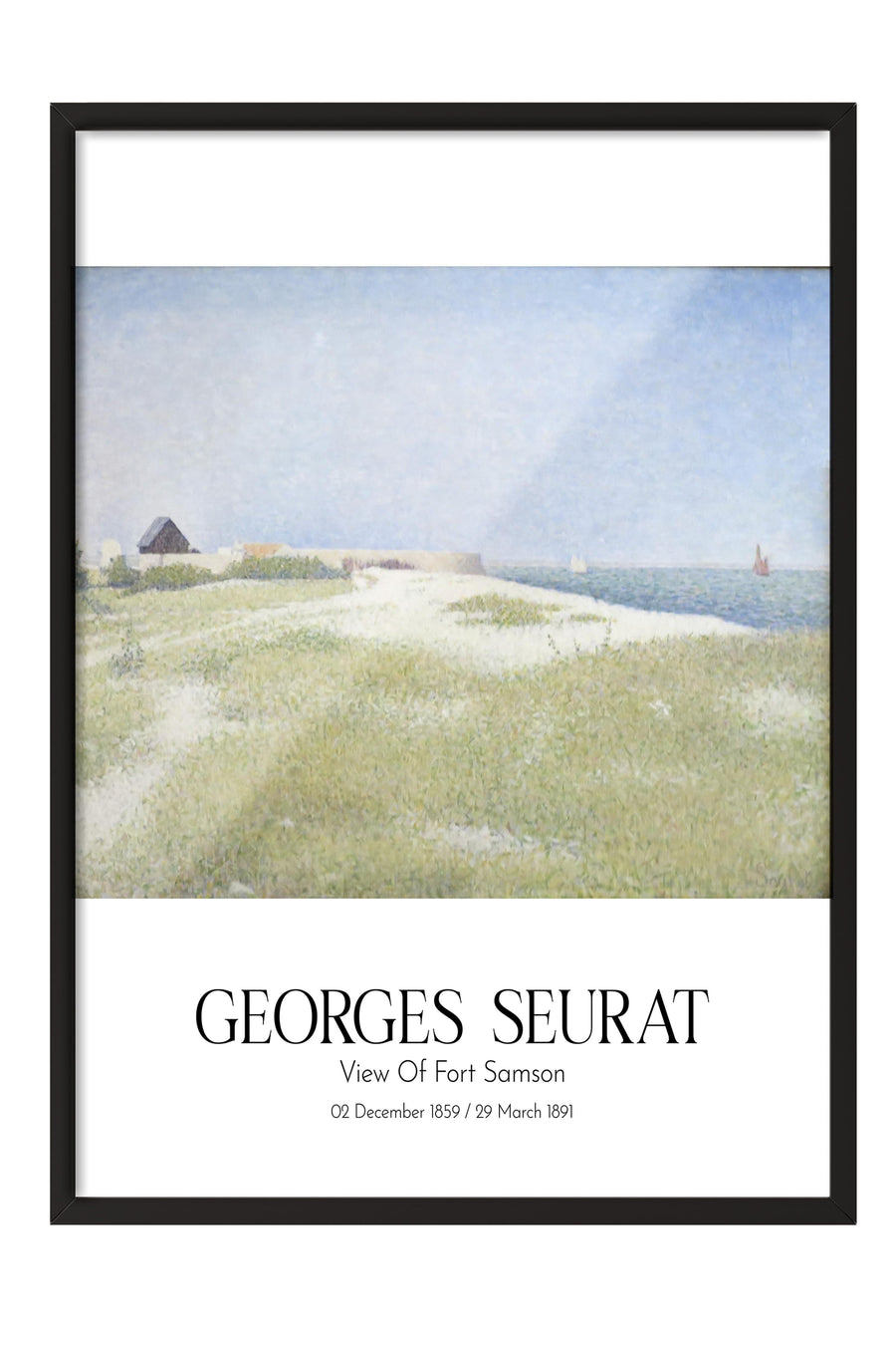 Georges Seurat - View Of Fort Samson, Siyah Çerçeveli Tablo, Sanat Serisi NO:111922