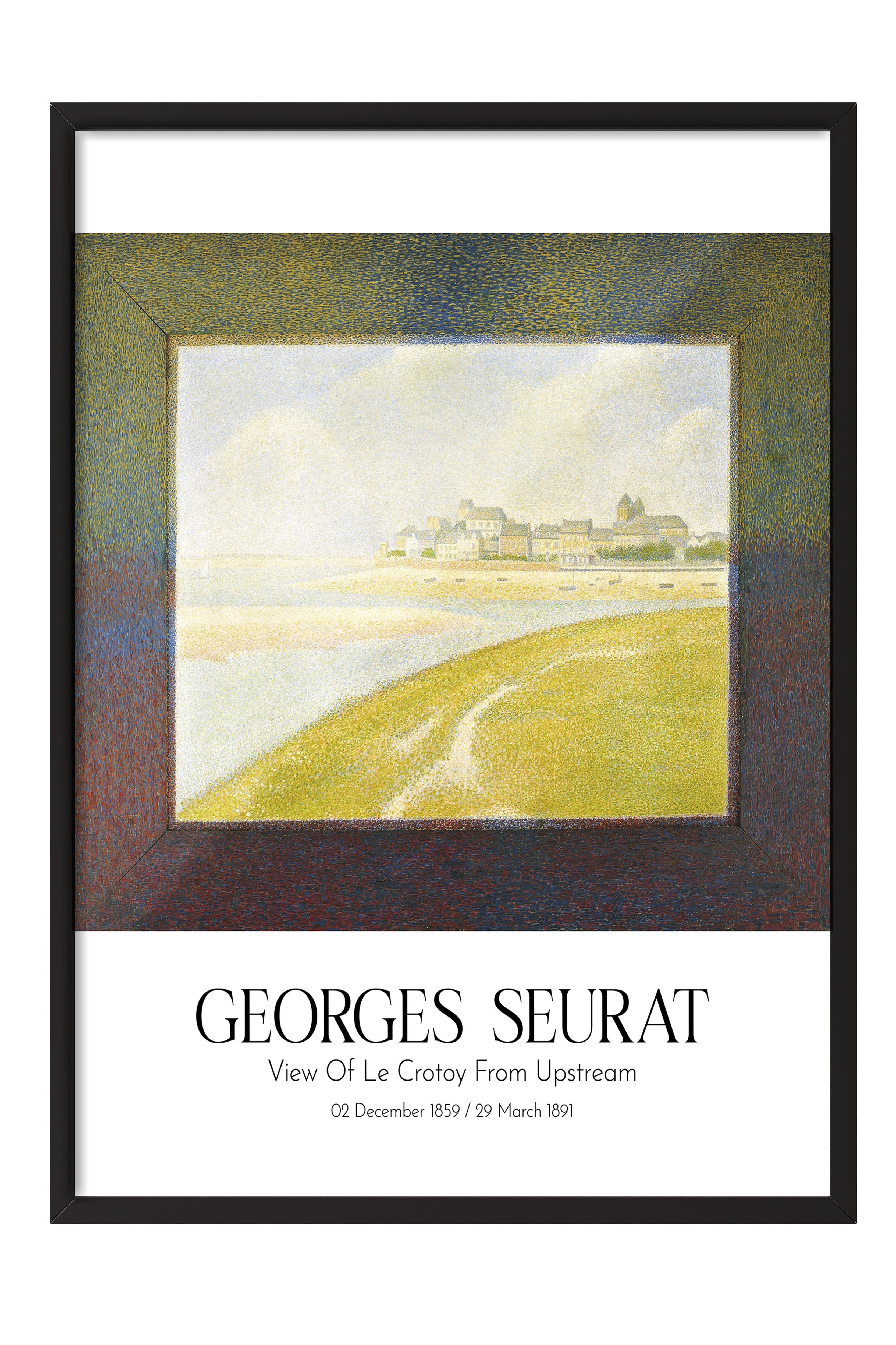 Georges Seurat - View Of Le Crotoy From Upstream, Siyah Çerçeveli Tablo, Sanat Serisi NO:111923