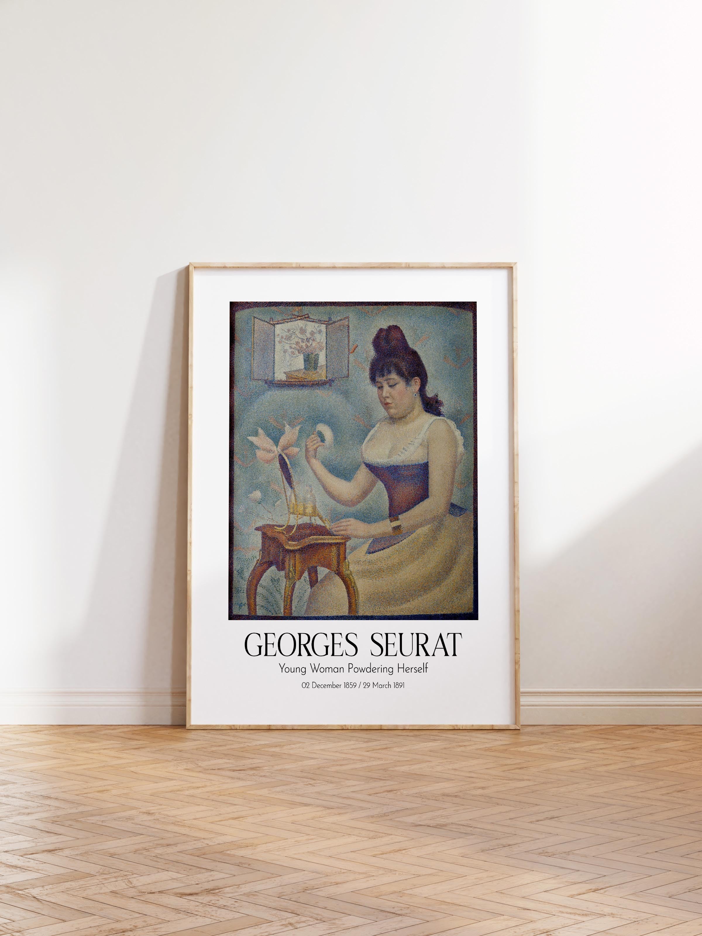 Georges Seurat - Young Woman Powdering Herself, Ahşap Çerçeveli Tablo, Sanat Serisi NO:111924