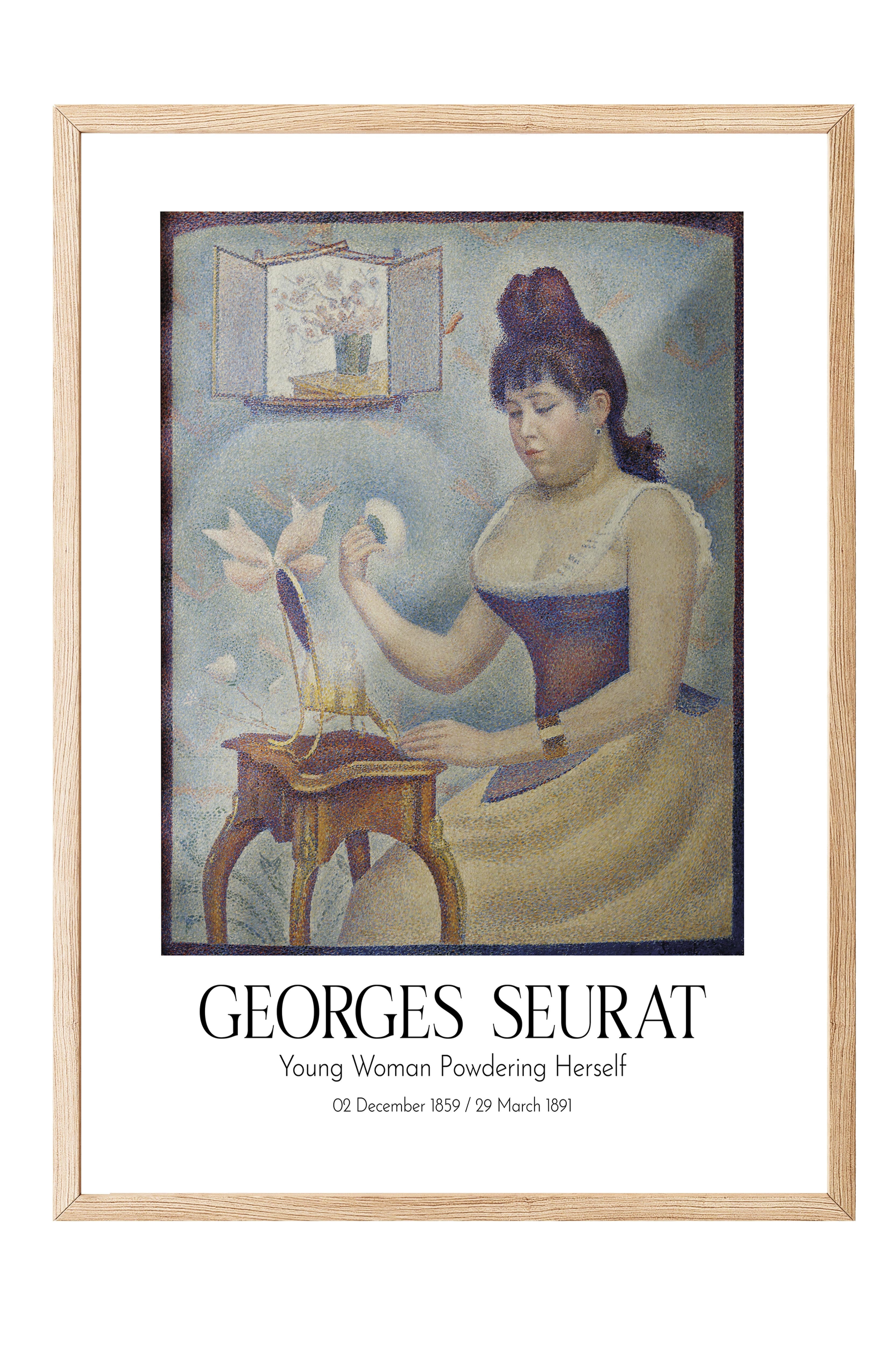 Georges Seurat - Young Woman Powdering Herself, Ahşap Çerçeveli Tablo, Sanat Serisi NO:111924