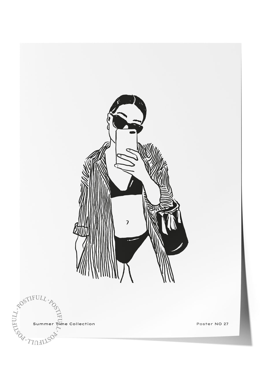 Fotoğraf Çeken Kadın Minimalist Yaz Çerçevesiz Poster