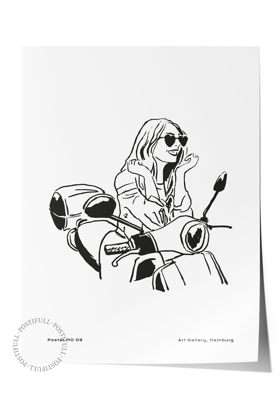 Mutlulukla Motosiklet Sürüşü Minimalist Yaz Çerçevesiz Poster