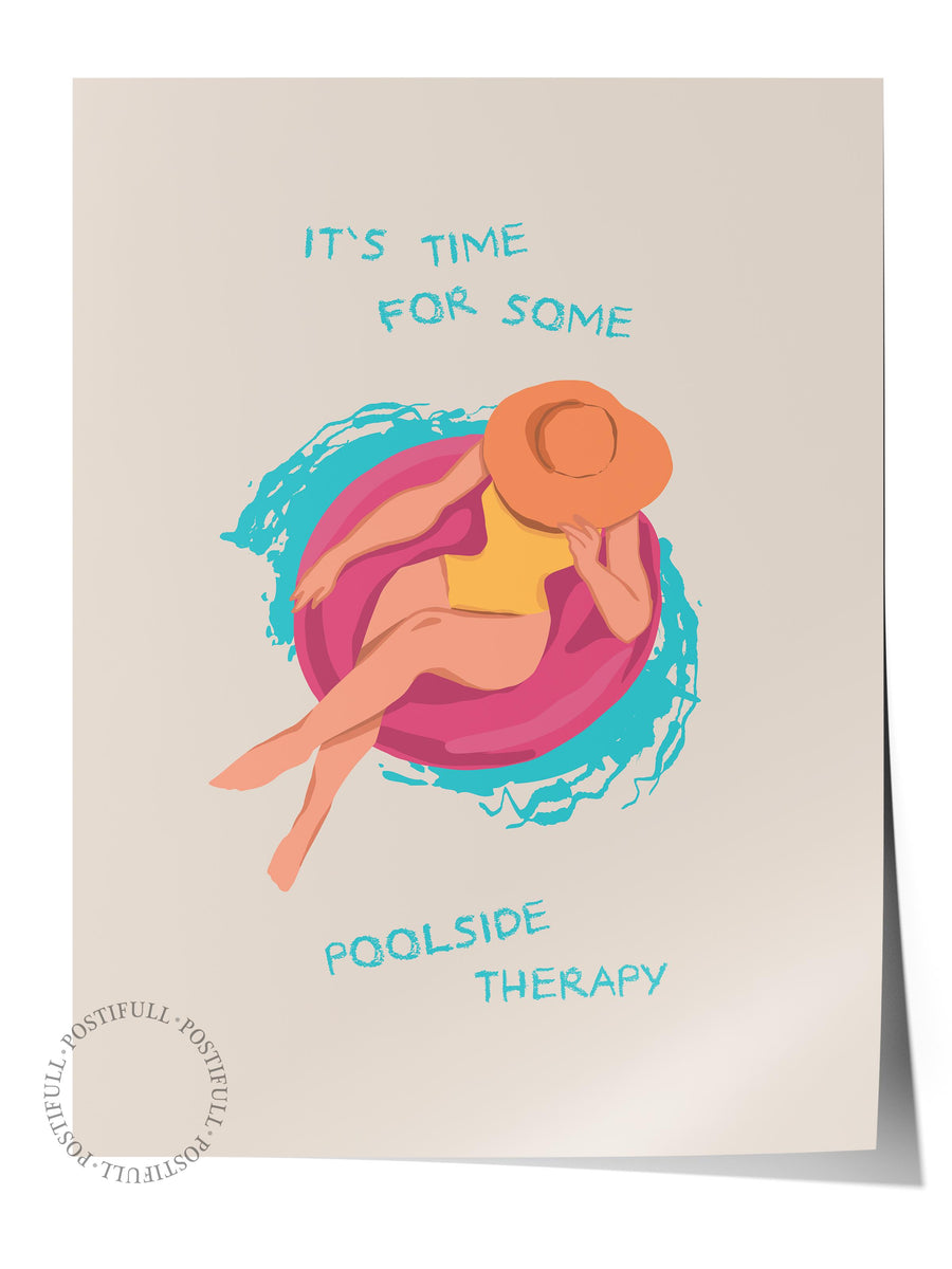 IT'S TIME FOR SOME POOLSIDE THERAPY Minimalist Yaz Çerçevesiz Poster