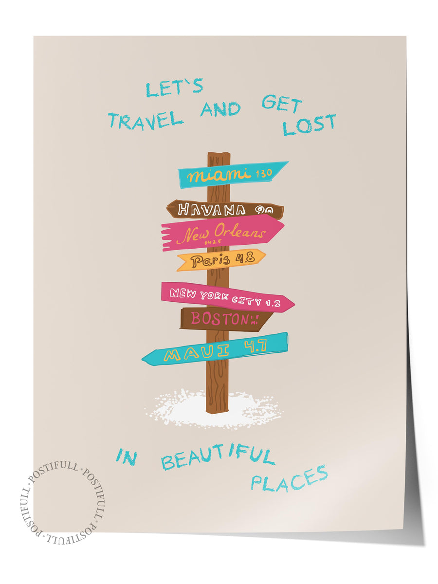 LET'S TRAVEL AND GET LOST IN BEAUTIFUL PLACES Minimalist Yaz Çerçevesiz Poster
