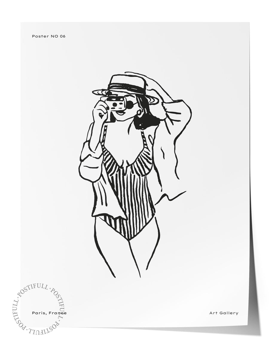 Kadın Figürüyle Minimalist Çizim Minimalist Yaz Çerçevesiz Poster