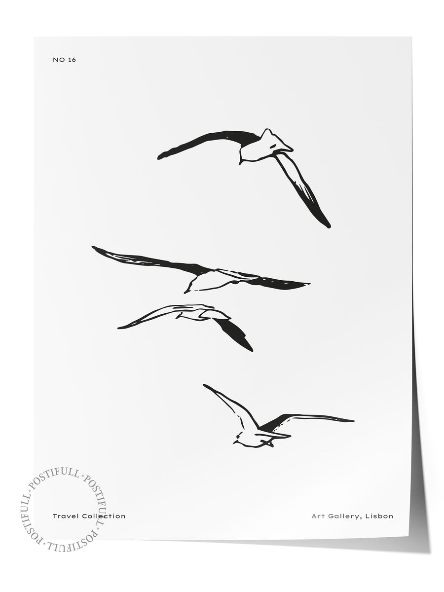 Uçan Kuşlar Minimalist Yaz Çerçevesiz Poster