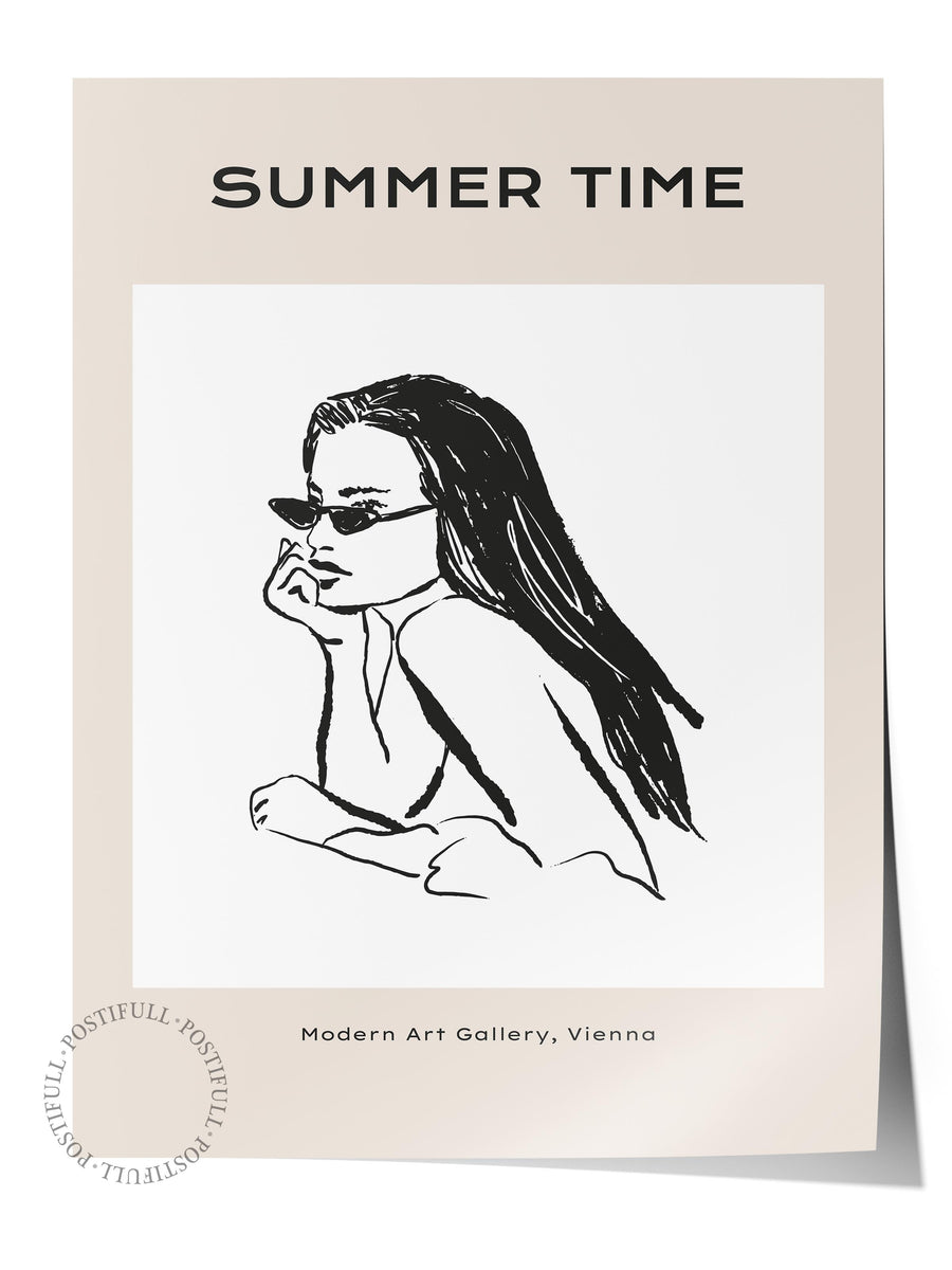 Farklı Tonlarda SUMMER TIME Minimalist Yaz Çerçevesiz Poster