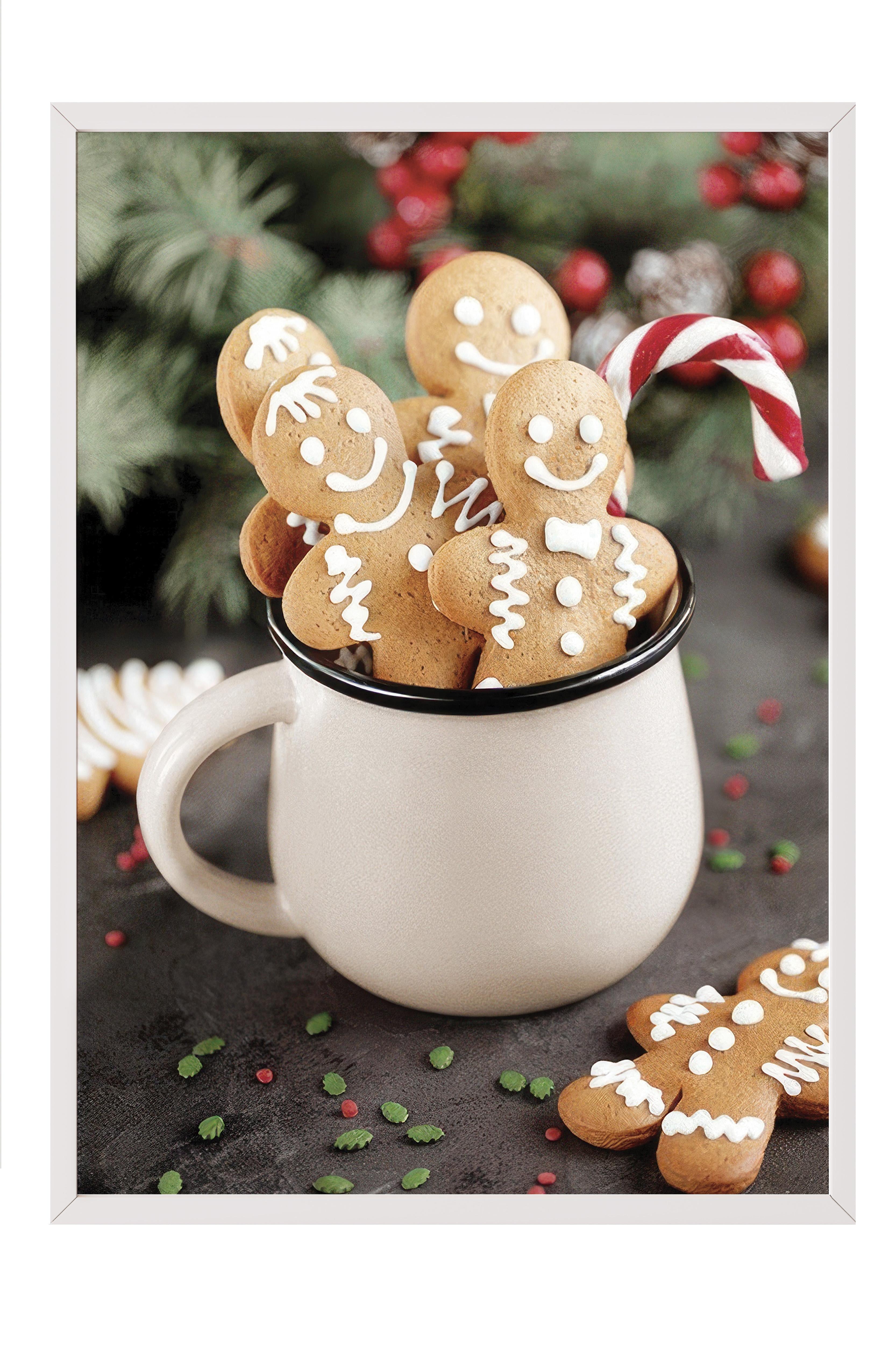 Gingerbread Cookies Çerçeveli Yılbaşı Tablosu, Beyaz Çerçeve ve Poster Comfort Serisi NO:108515