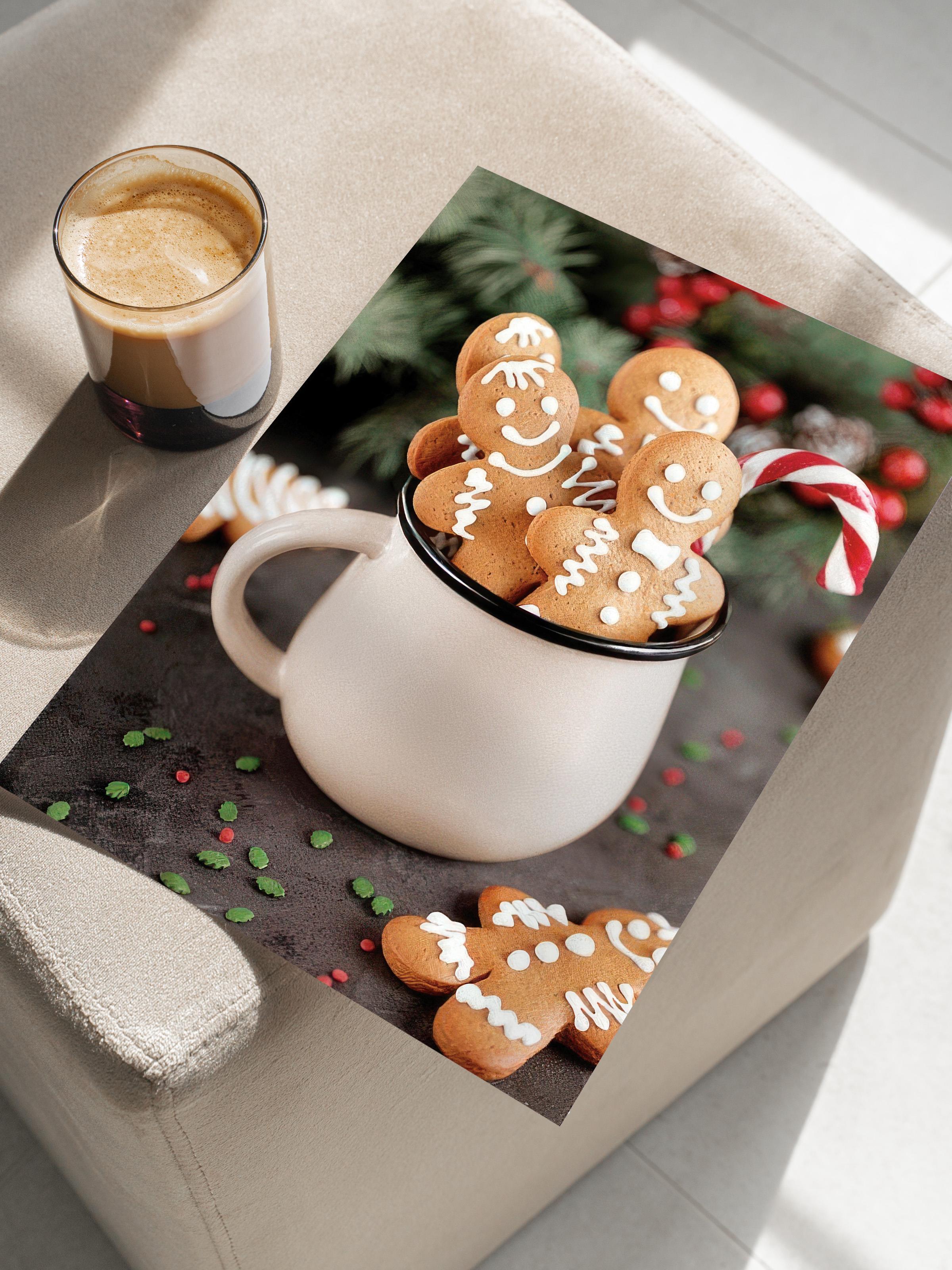 Gingerbread Cookies Poster, Çerçevesiz Duvar Posteri, Yılbaşı Duvar Tablosu Comfort Serisi NO:108515