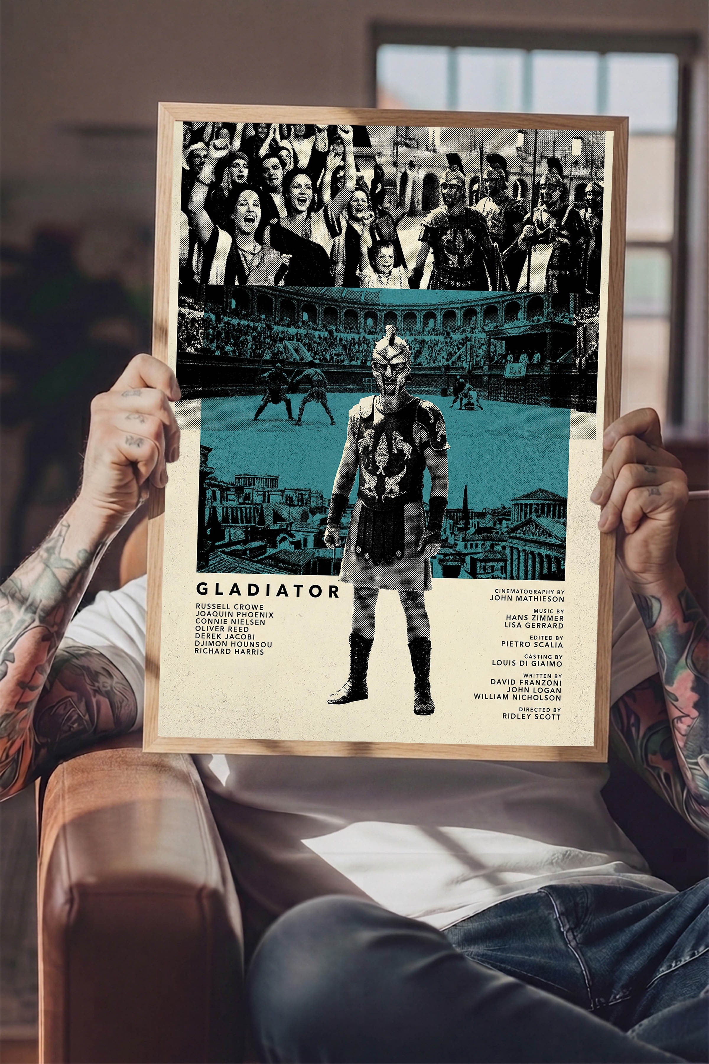 Gladiator Ahşap Çerçeveli Poster, Sinema ve Dizi Tablo, Film Dizi Afişleri NO:112803