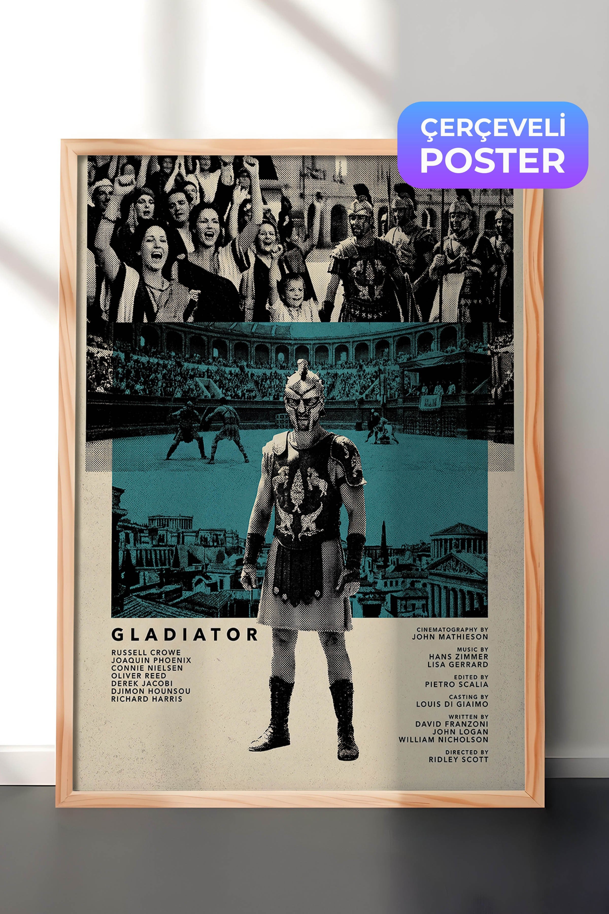 Gladiator Ahşap Çerçeveli Poster, Sinema ve Dizi Tablo, Film Dizi Afişleri NO:112803