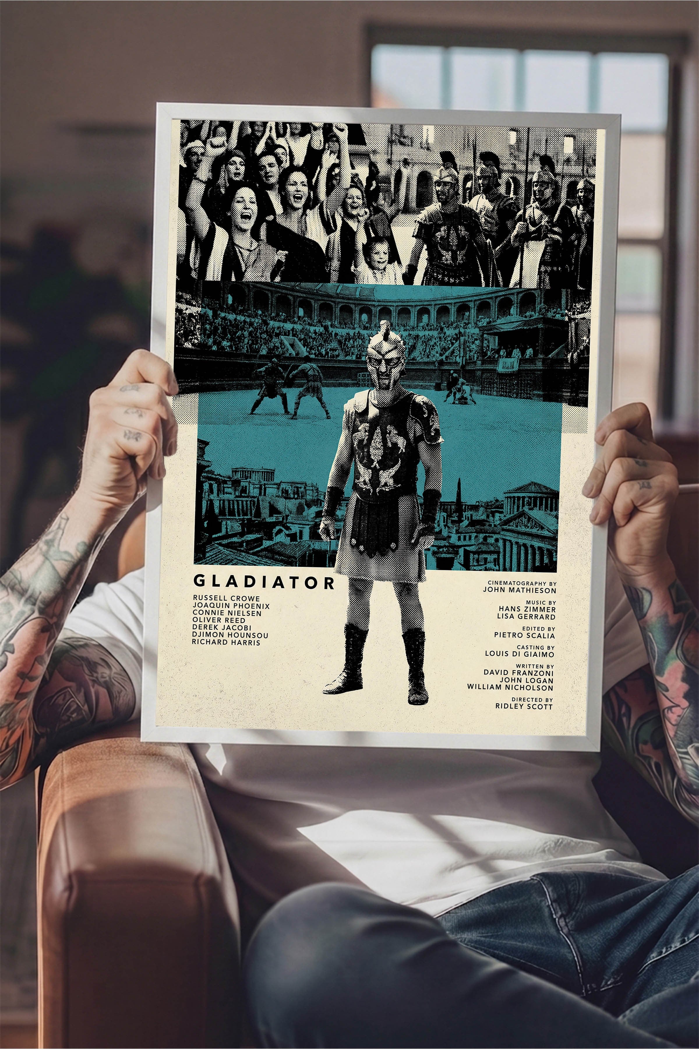 Gladiator Beyaz Çerçeveli Poster, Sinema ve Dizi Tablo, Film Dizi Afişleri NO:112803