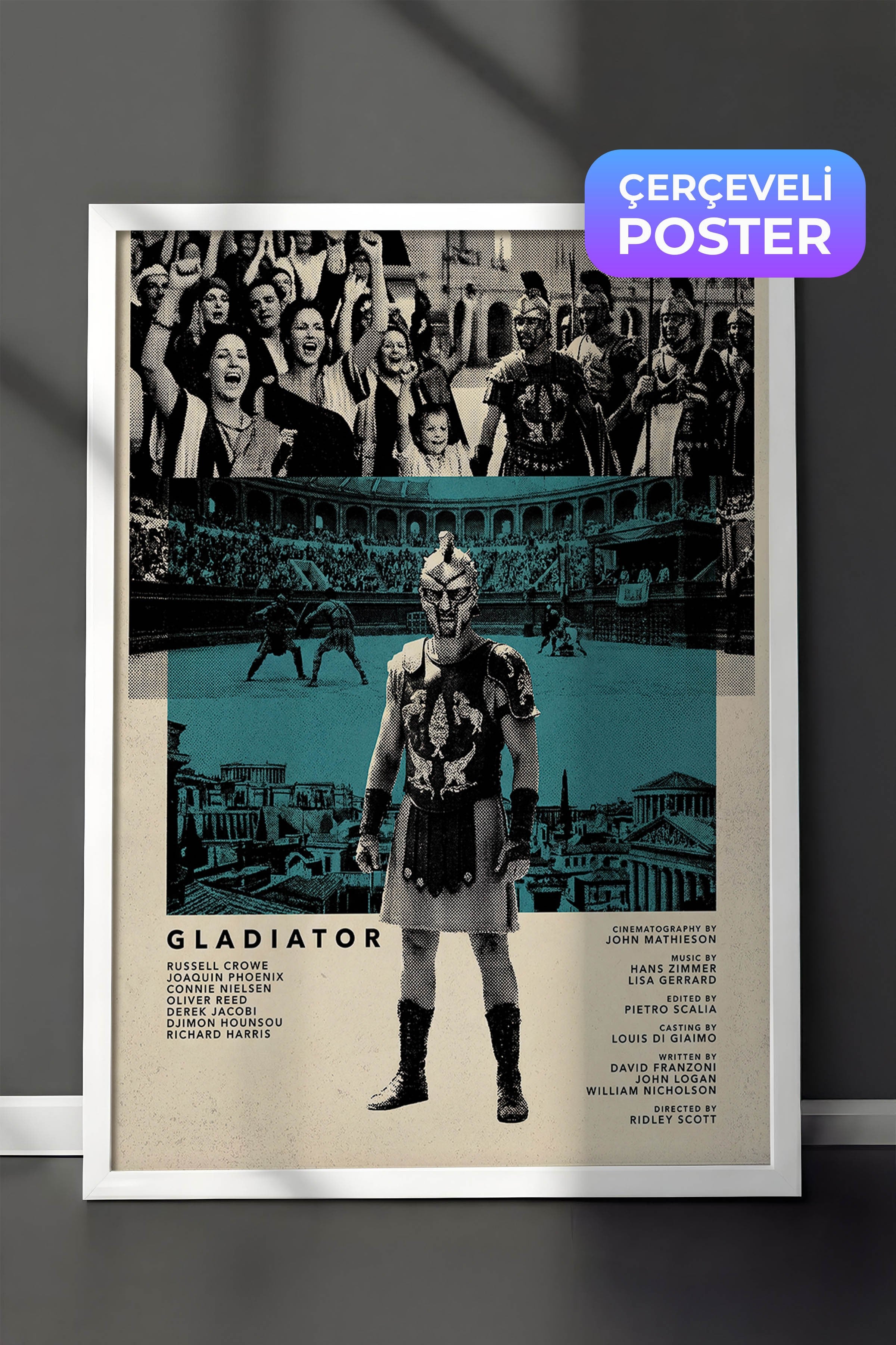Gladiator Beyaz Çerçeveli Poster, Sinema ve Dizi Tablo, Film Dizi Afişleri NO:112803