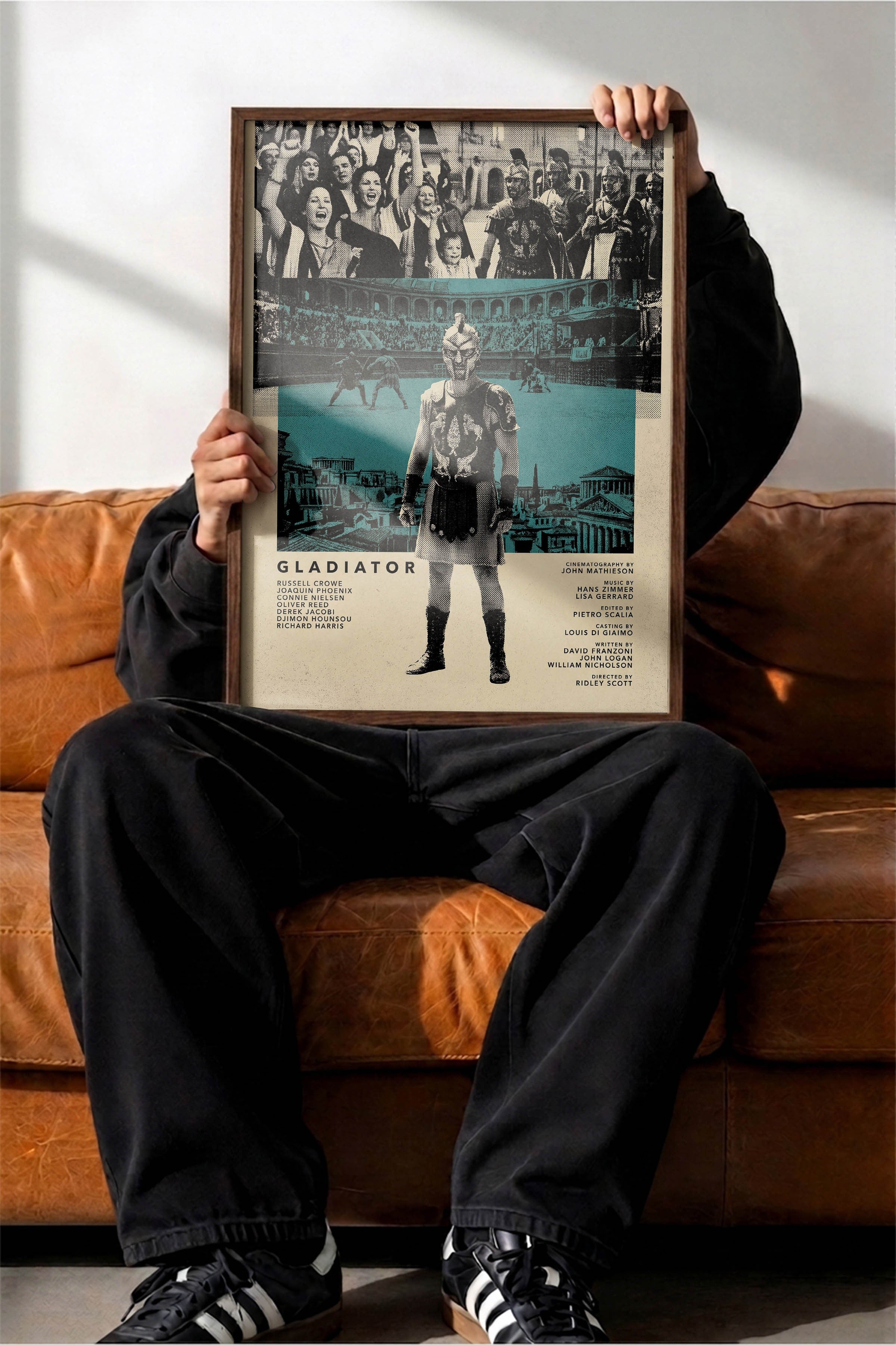 Gladiator Kahverengi Çerçeveli Poster, Sinema ve Dizi Tablo, Film Dizi Afişleri NO:112803