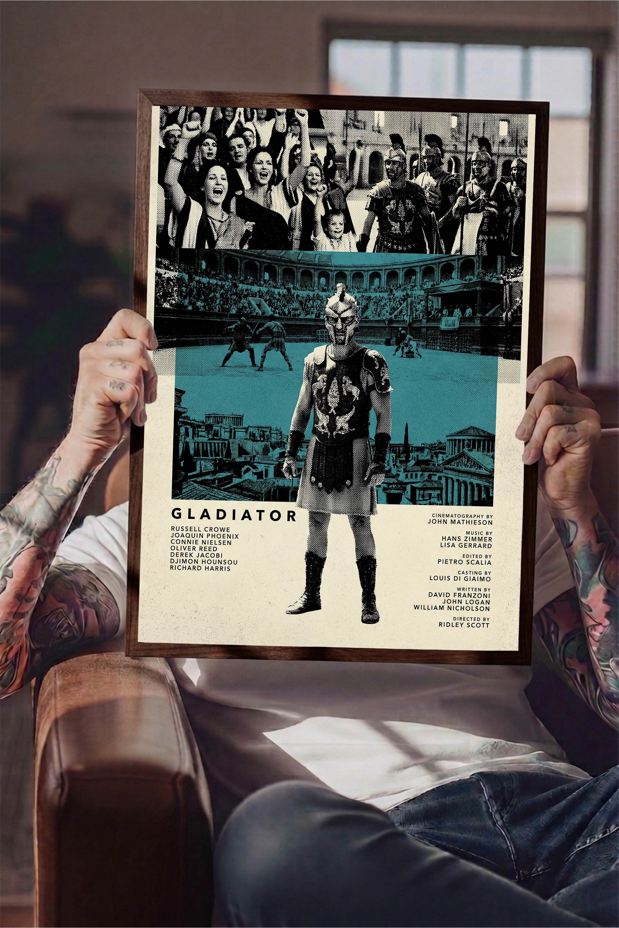 Gladiator Kahverengi Çerçeveli Poster, Sinema ve Dizi Tablo, Film Dizi Afişleri NO:112803