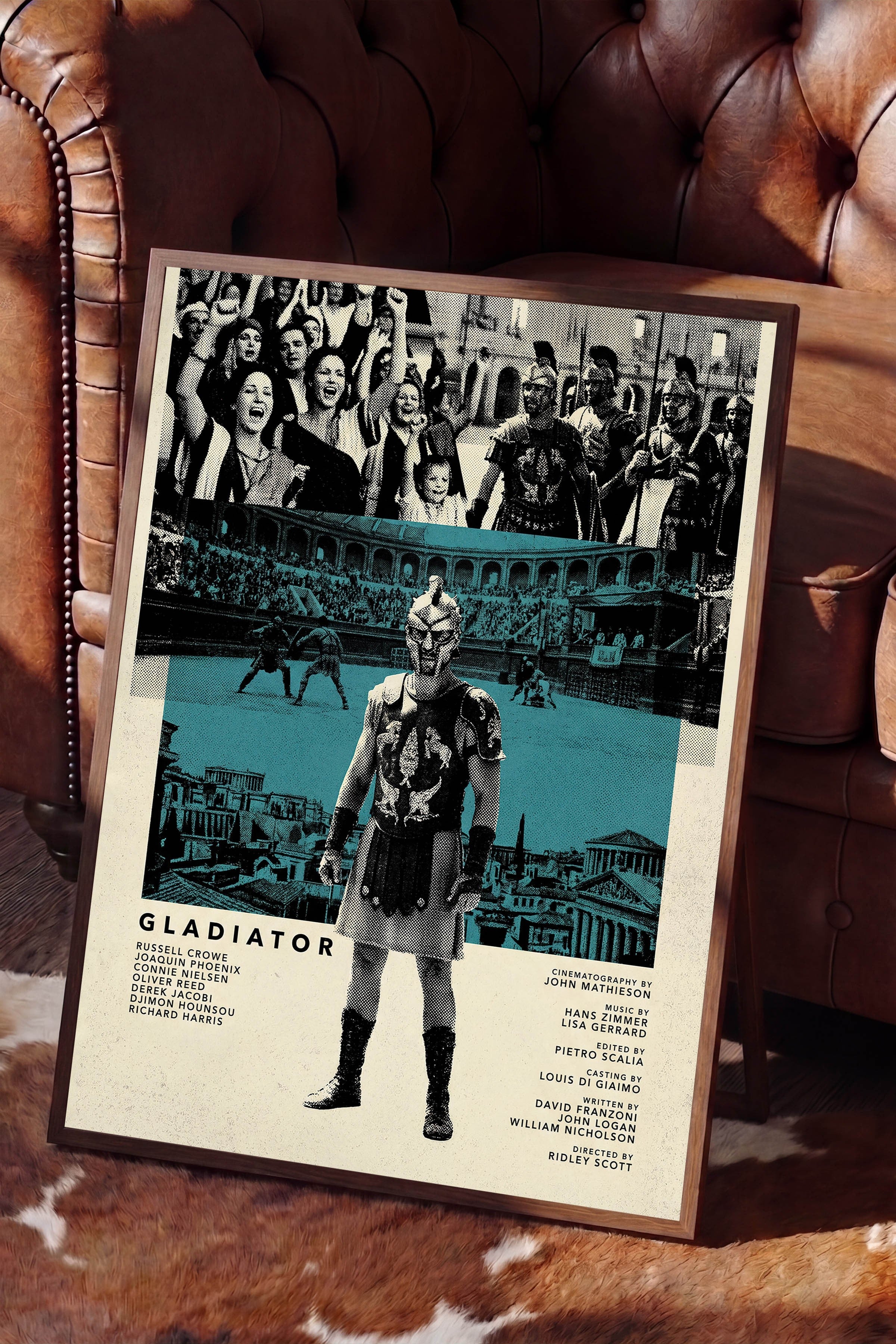 Gladiator Kahverengi Çerçeveli Poster, Sinema ve Dizi Tablo, Film Dizi Afişleri NO:112803