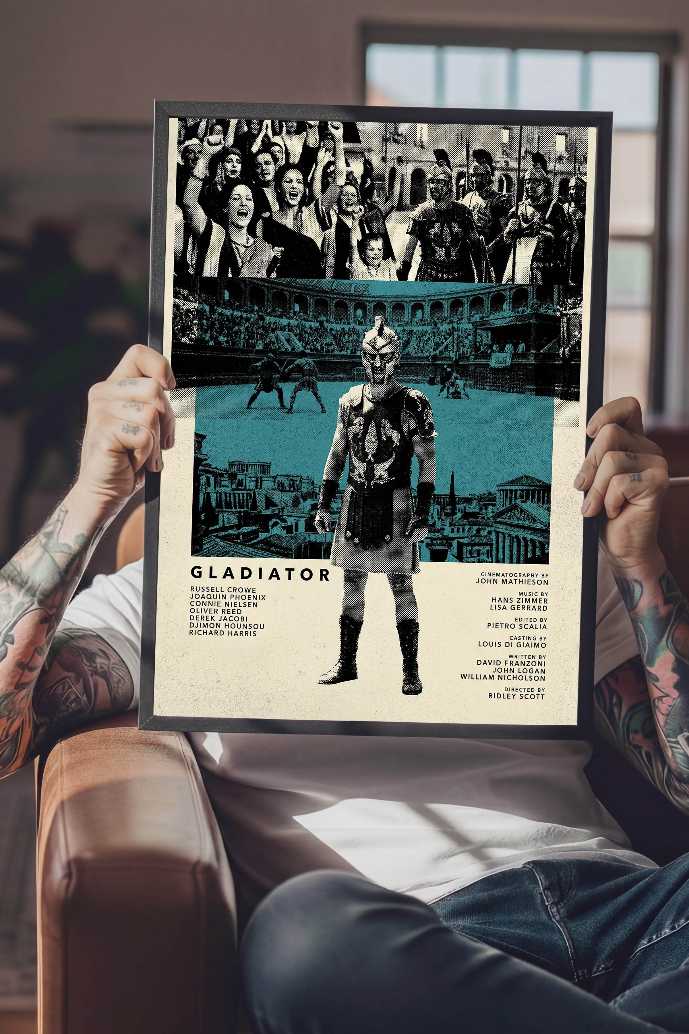 Gladiator Siyah Çerçeveli Poster, Sinema ve Dizi Tablo, Film Dizi Afişleri NO:112803
