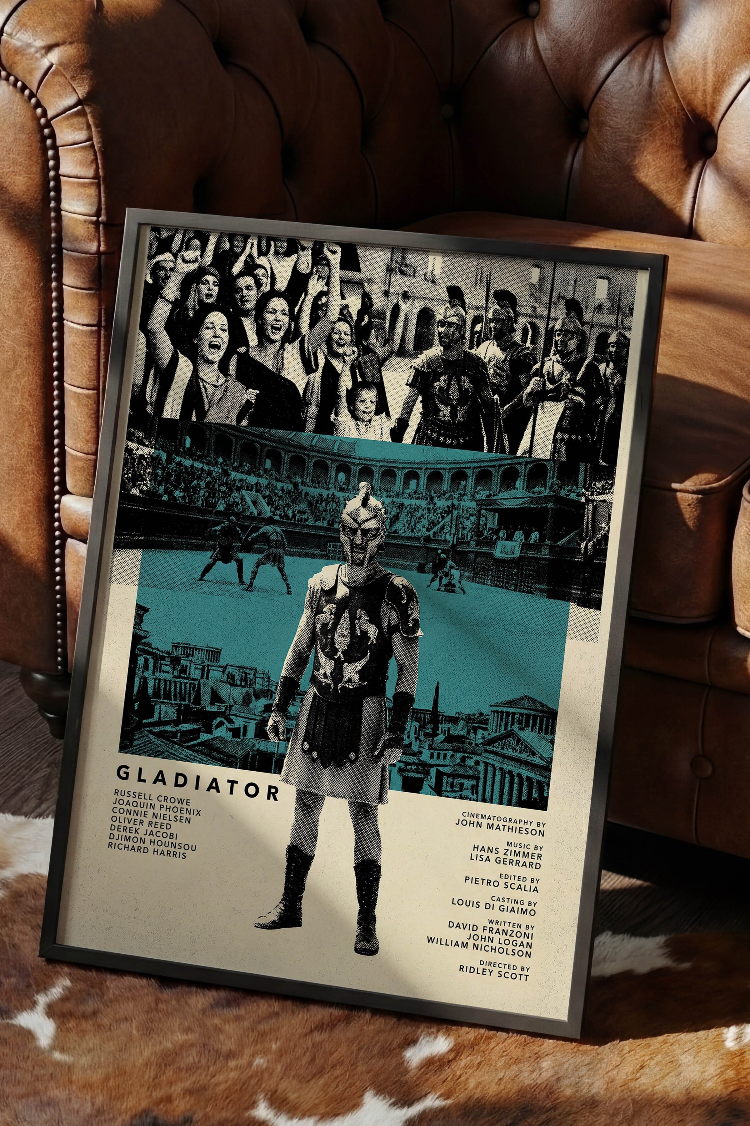 Gladiator Siyah Çerçeveli Poster, Sinema ve Dizi Tablo, Film Dizi Afişleri NO:112803