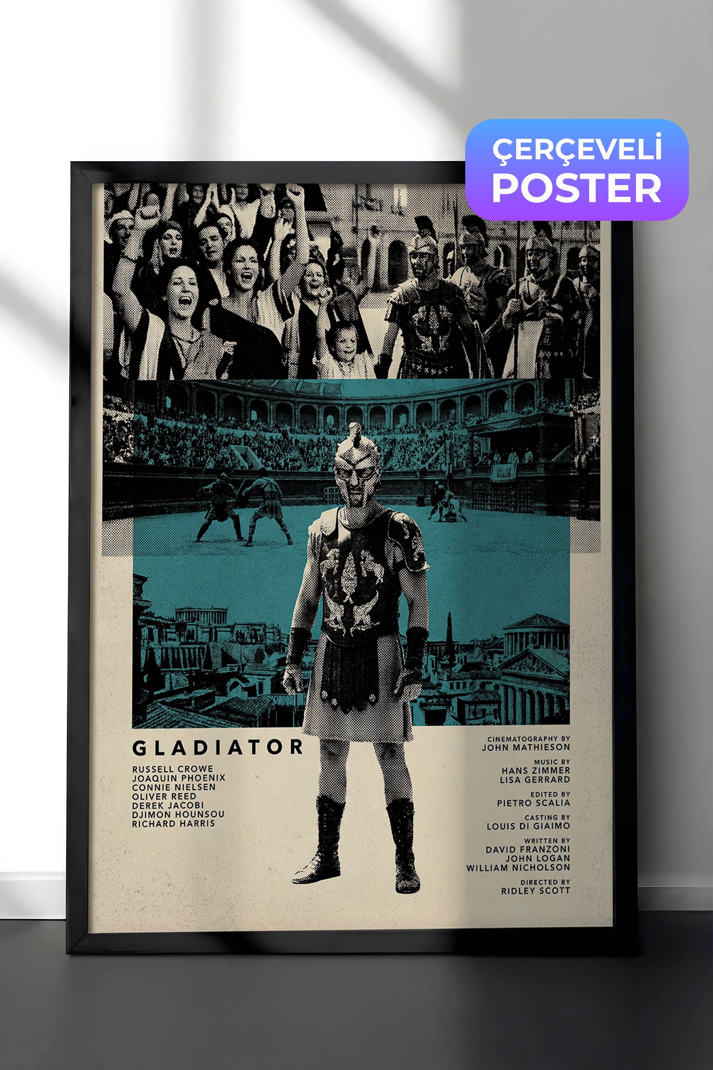 Gladiator Siyah Çerçeveli Poster, Sinema ve Dizi Tablo, Film Dizi Afişleri NO:112803