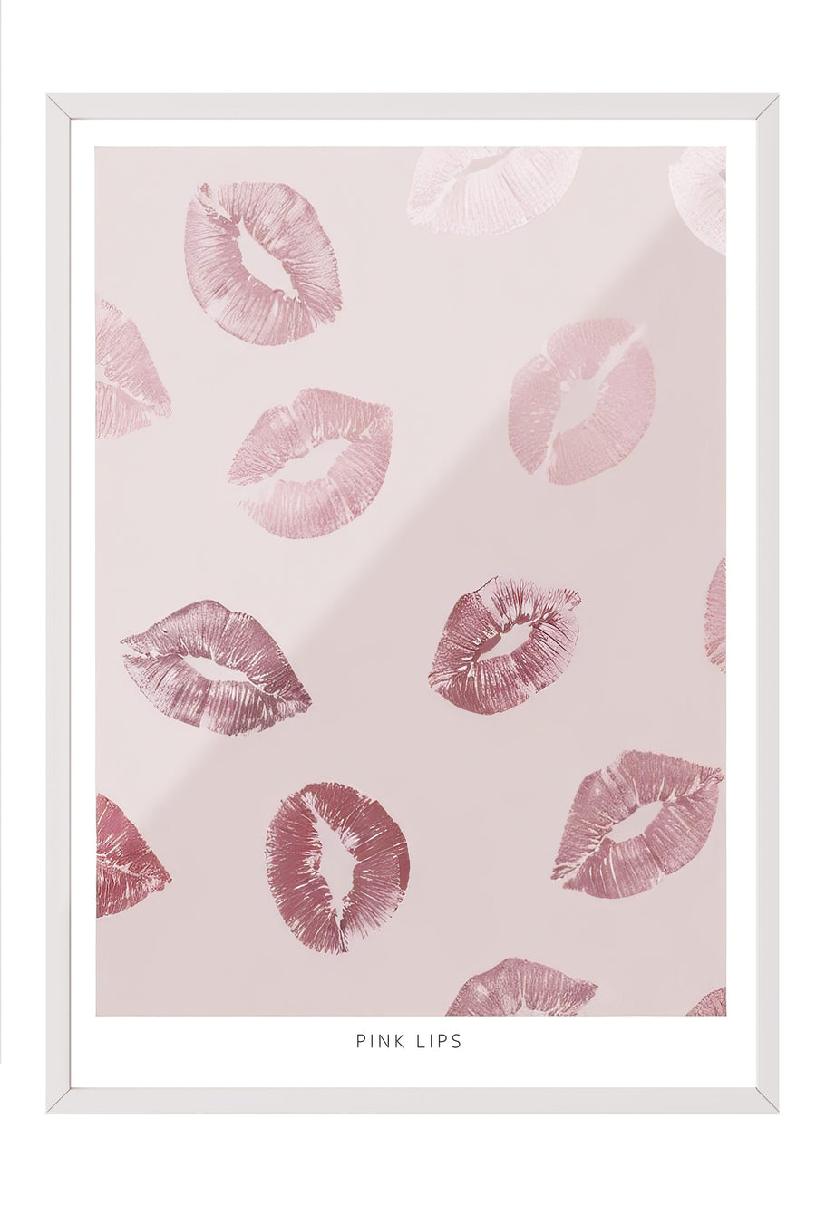 Glossy Lips Çerçeveli Tablo, Beyaz Çerçeve ve Poster, Dikey Duvar Tablosu Comfort Serisi NO:108382