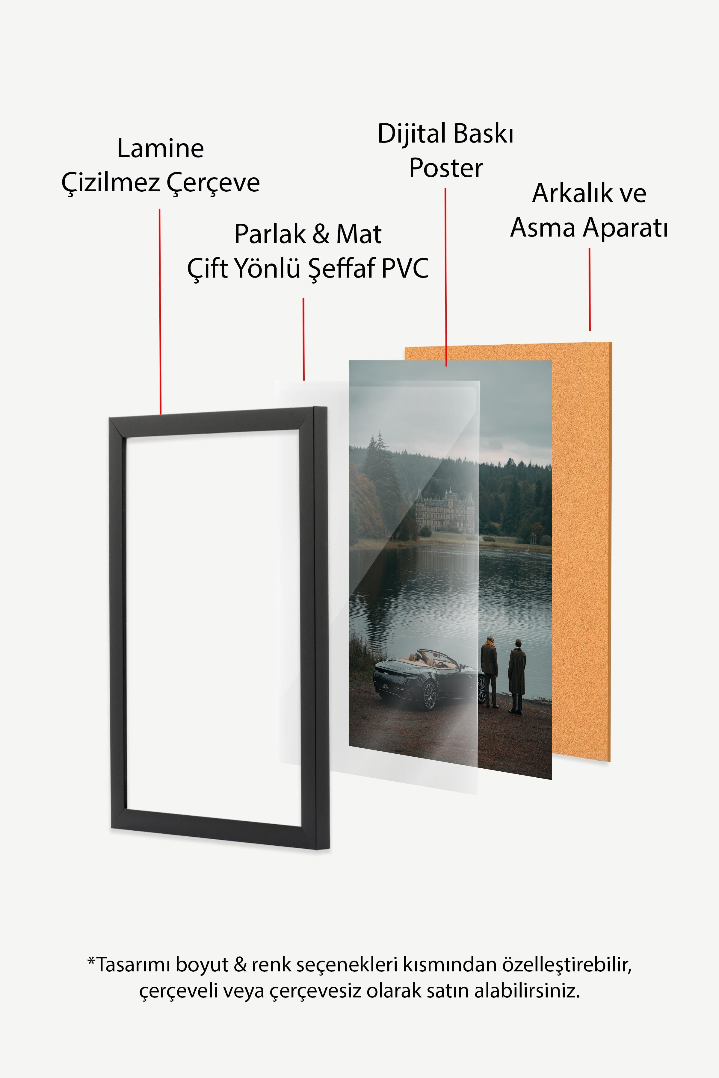 Göl Kenarında Araba Posteri, Siyah Çerçeveli Poster, Old Money Serisi, NO:113239